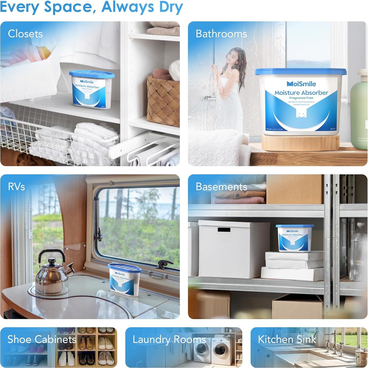 Absorbentes de Humedad Moismile 3 Paquetes 1.45 kg Sin Fragancia