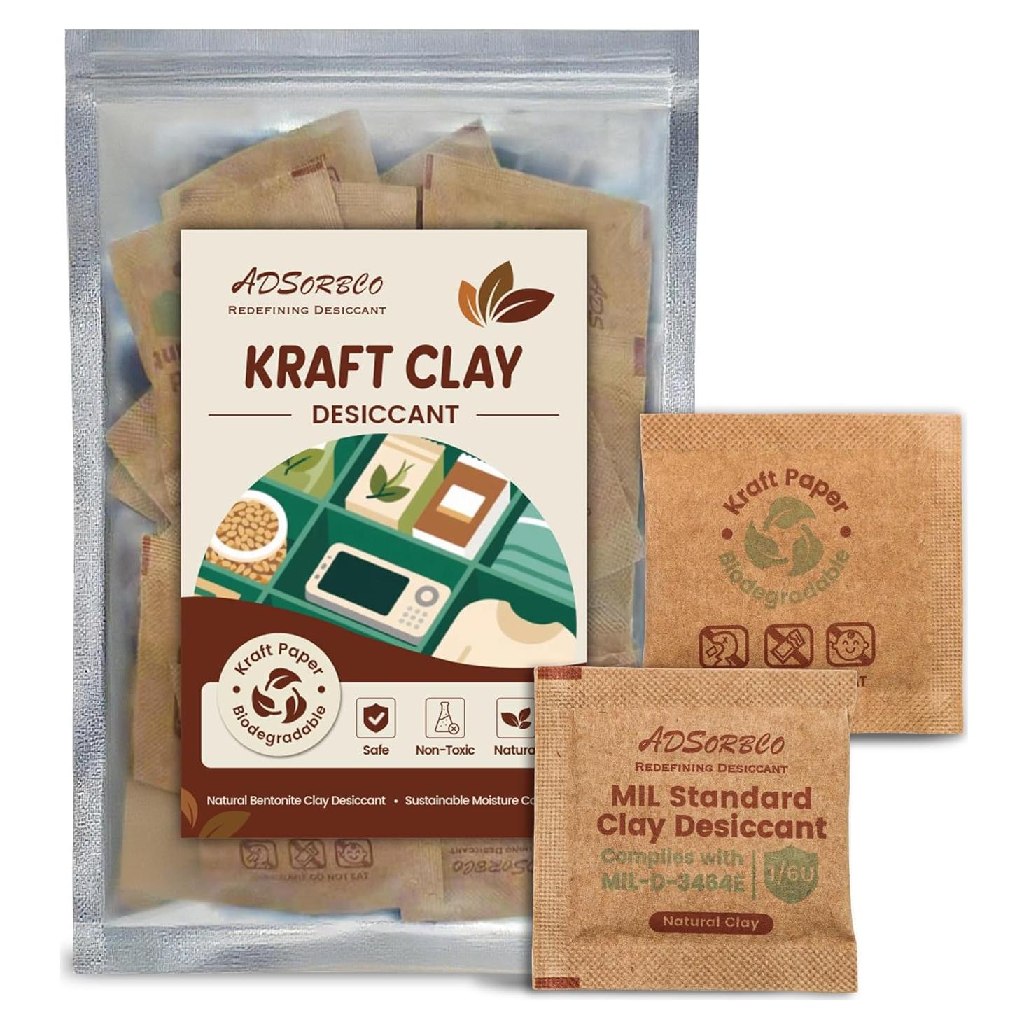 Paquetes Deshidratantes de Arcilla Bentonita ADSorbco 50 Unidades