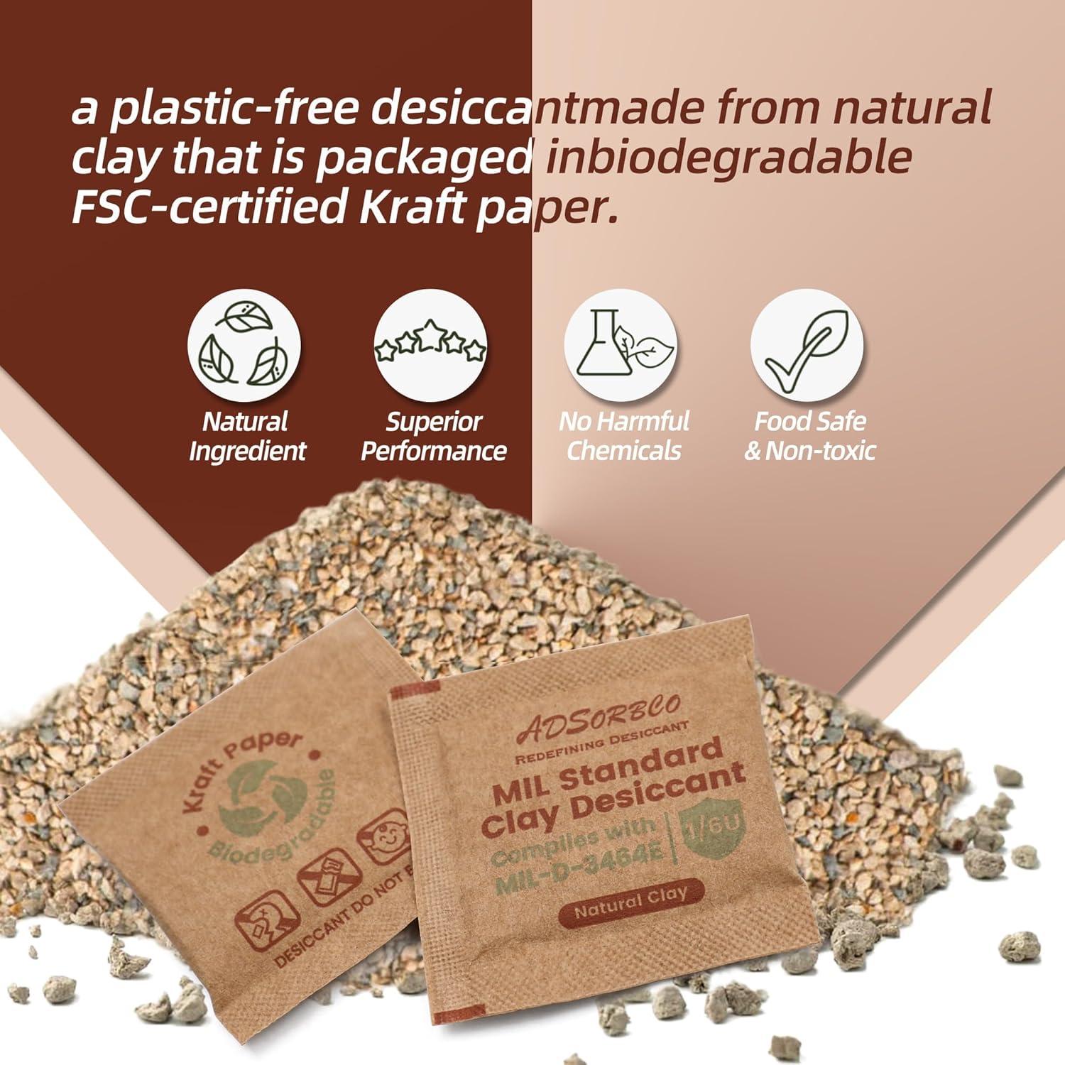 Paquetes Deshidratantes de Arcilla Bentonita ADSorbco 50 Unidades