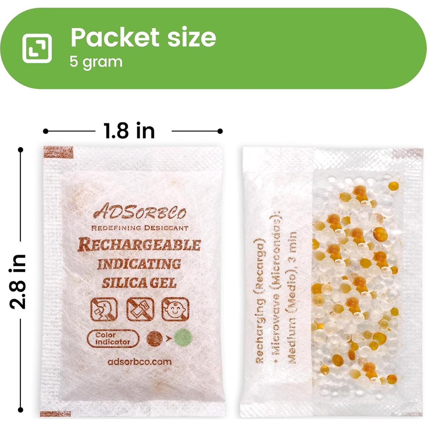 Paquete de 50 Gel de Sílice Adsorbco 5g - Deshidratantes Recargables