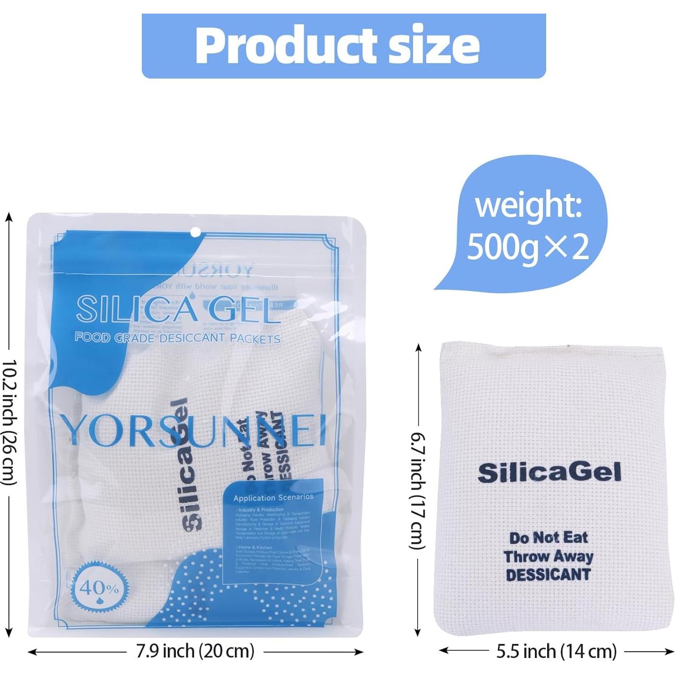 Gel de Sílice Deshidratante YORSUNNEI 2 x 500g Recargable