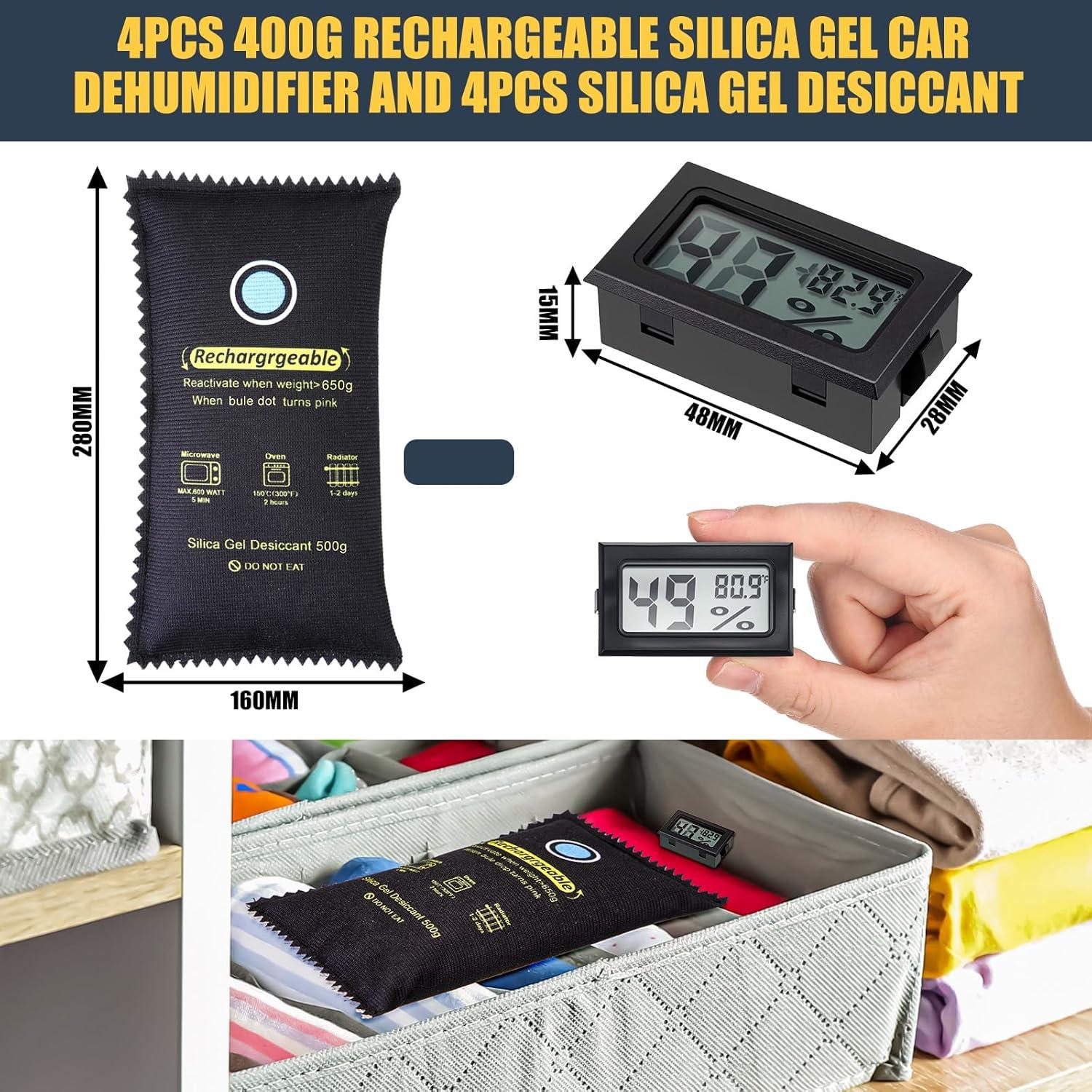 Juego de 4 Deshidratantes Recargables Tellegloww 500g con Termómetros