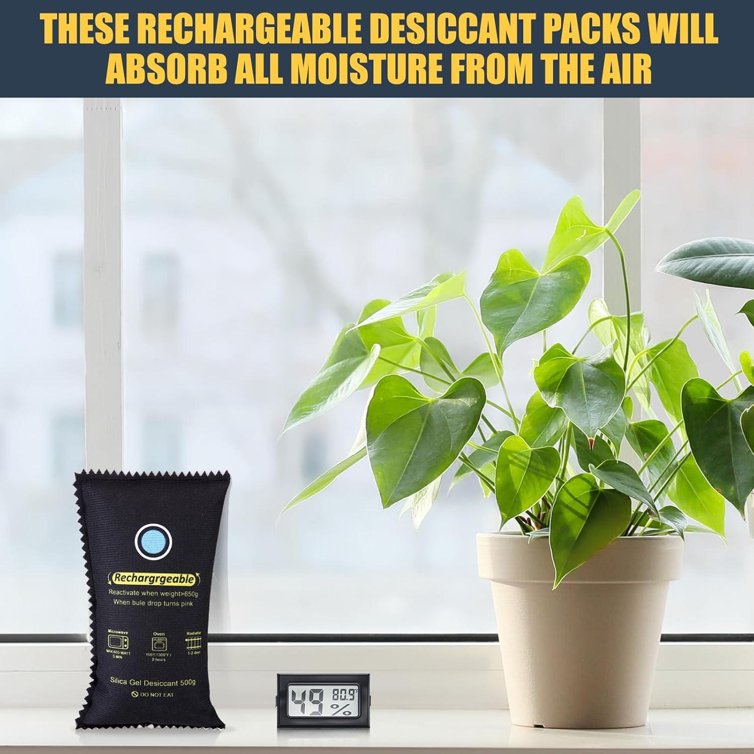 Juego de 4 Deshidratantes Recargables Tellegloww 500g con Termómetros