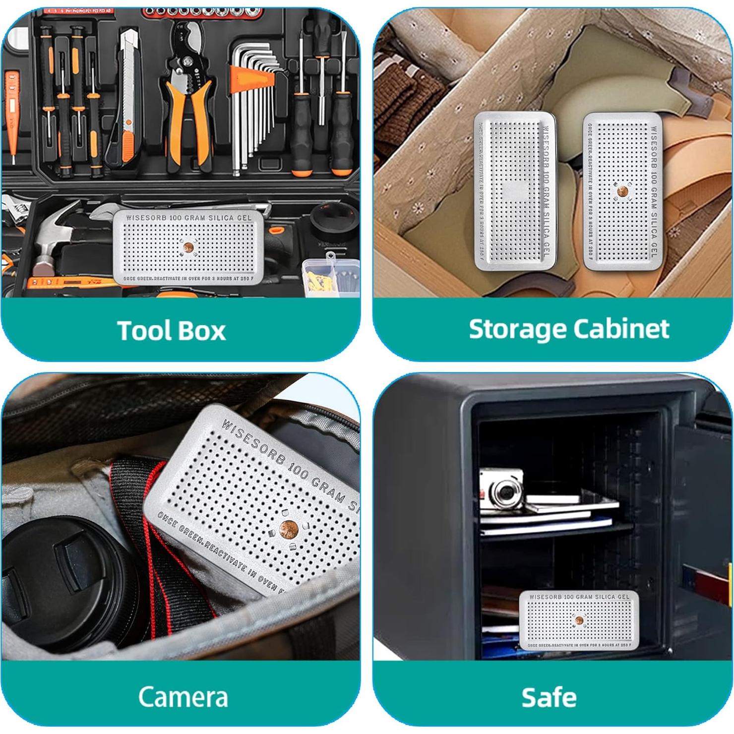 Canister Gel de Silica 100g Wisesorbent 3 Paquetes Reutilizables