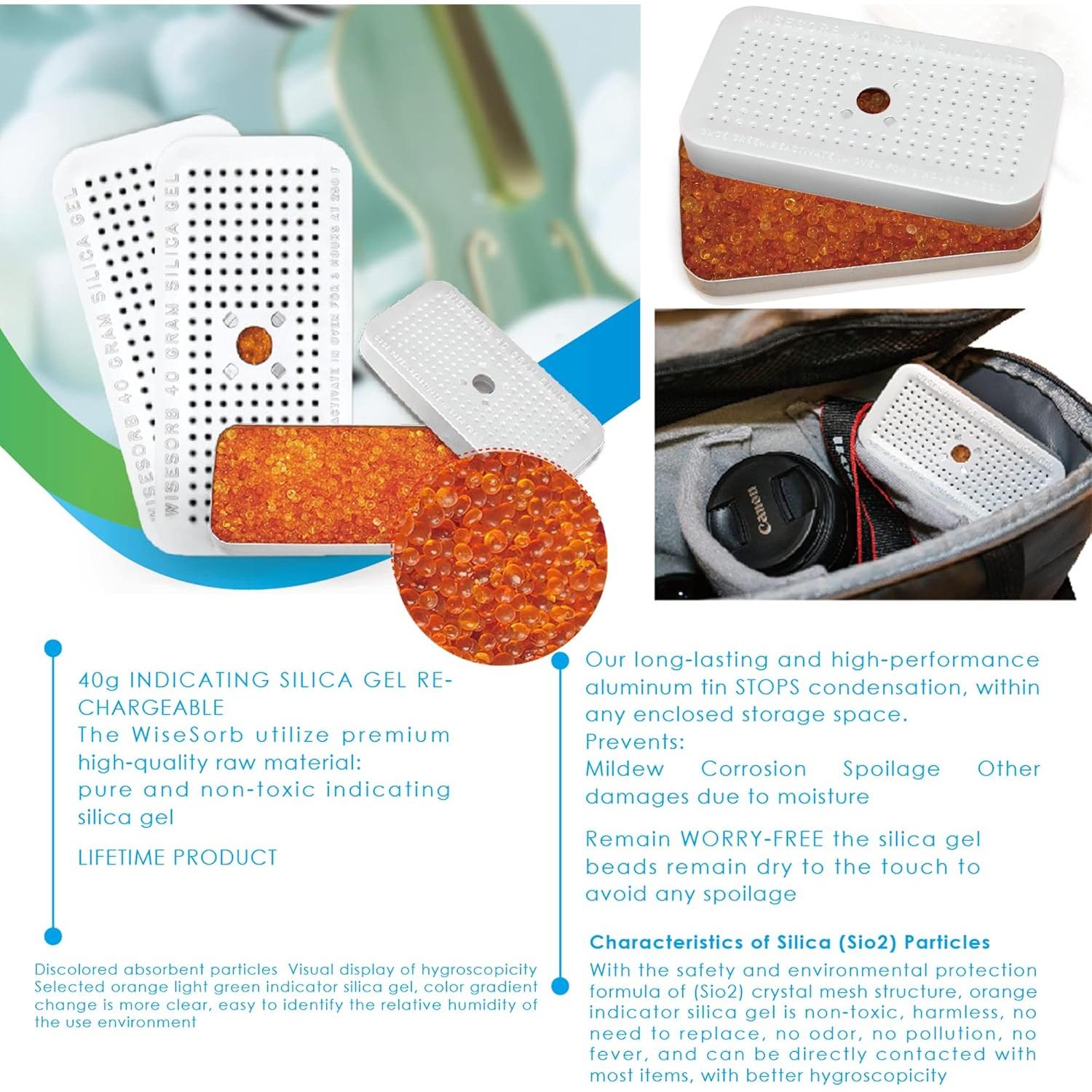 Canister Gel de Silica 100g Wisesorbent 3 Paquetes Reutilizables