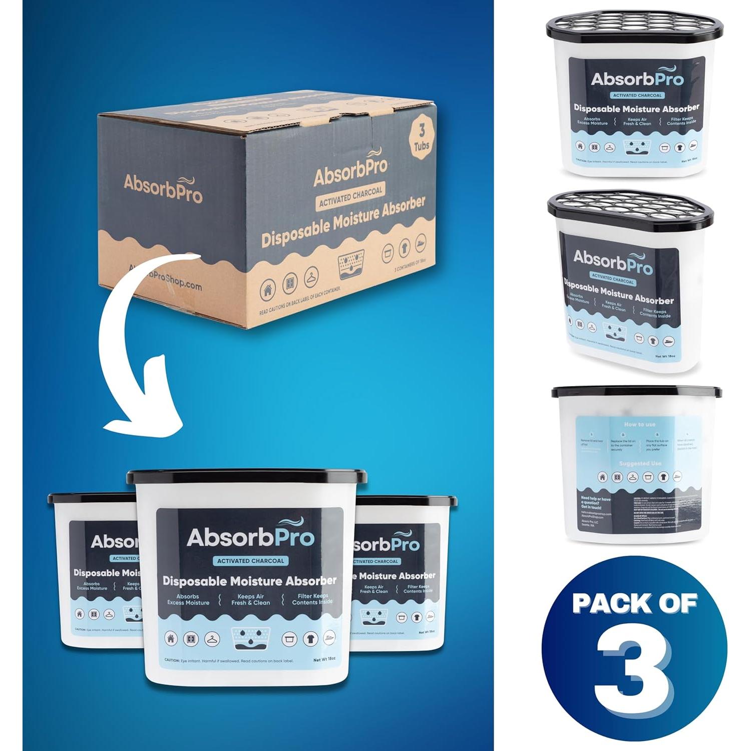 Absorbente de Humedad Carbón Activado AbsorbPro - 3 Tubos 510 g