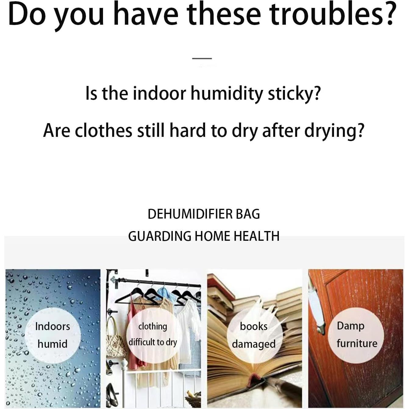 8 Bolsas Deshumidificadoras Colgantes 160g - 4 Colores