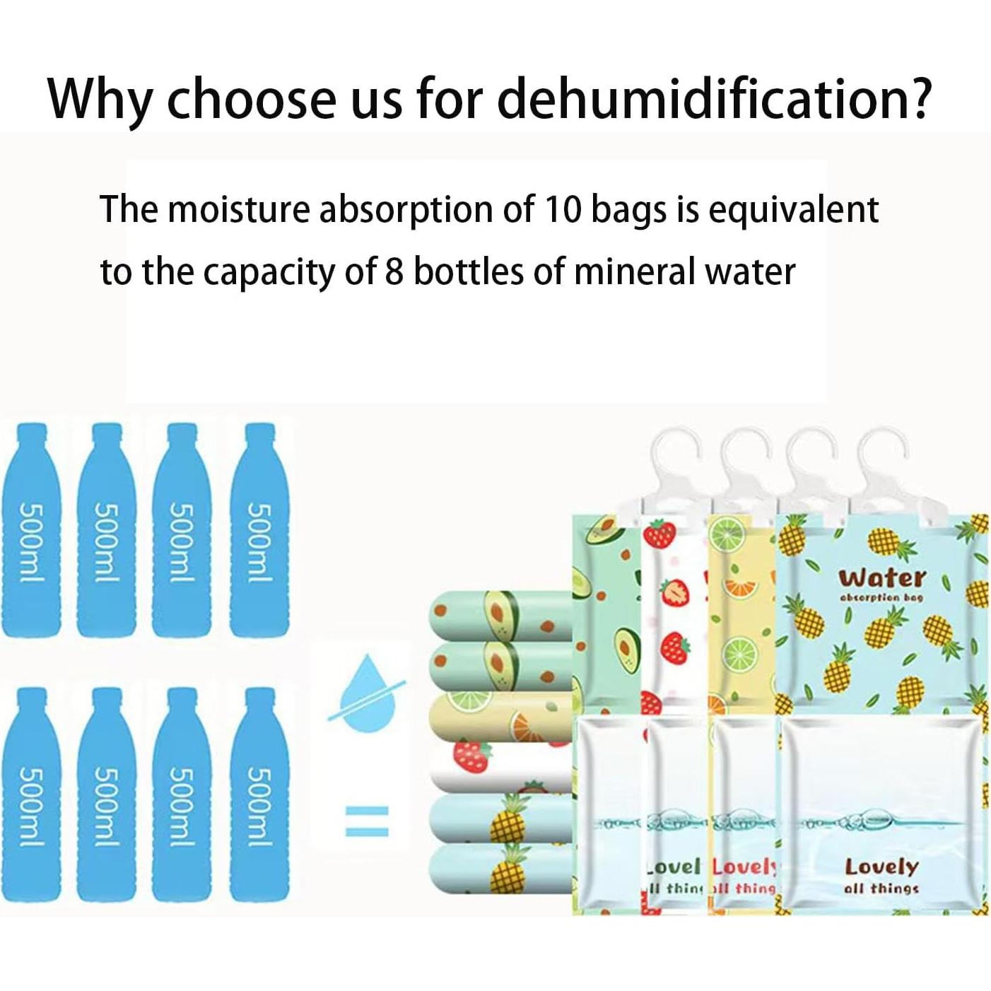 8 Bolsas Deshumidificadoras Colgantes 160g - 4 Colores