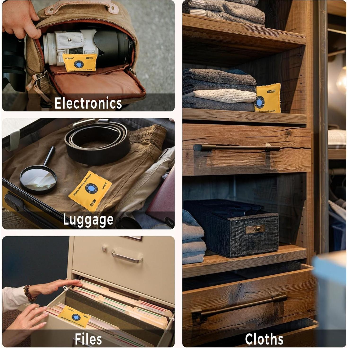 Paquetes Deshidratantes Reutilizables FIONOFY 110g - Absorbentes de Humedad