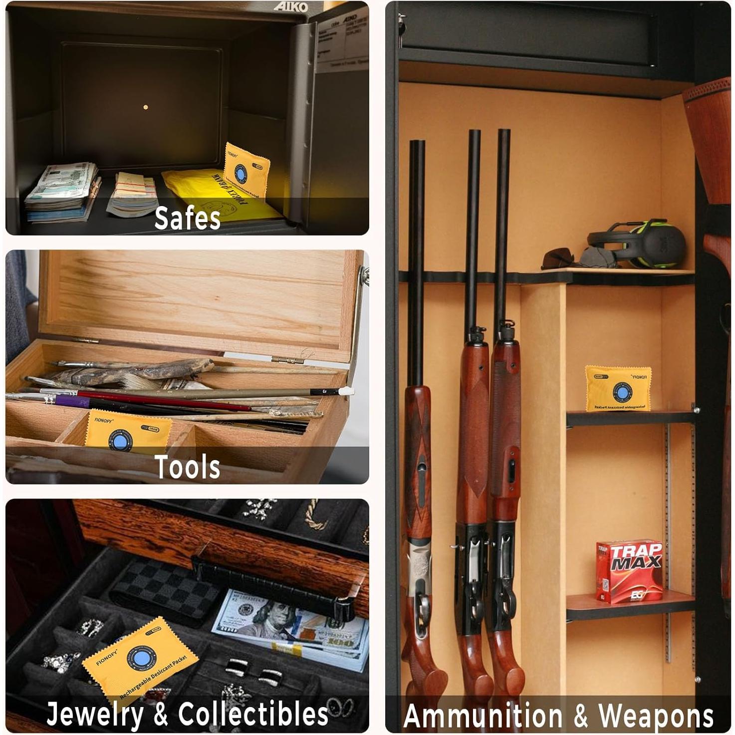 Paquetes Deshidratantes Reutilizables FIONOFY 110g - Absorbentes de Humedad