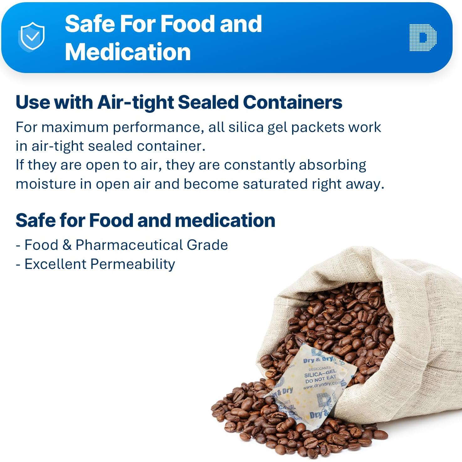 Paquete de Gel de Silica 50g Dry & Dry - 12 Paquetes Recargables