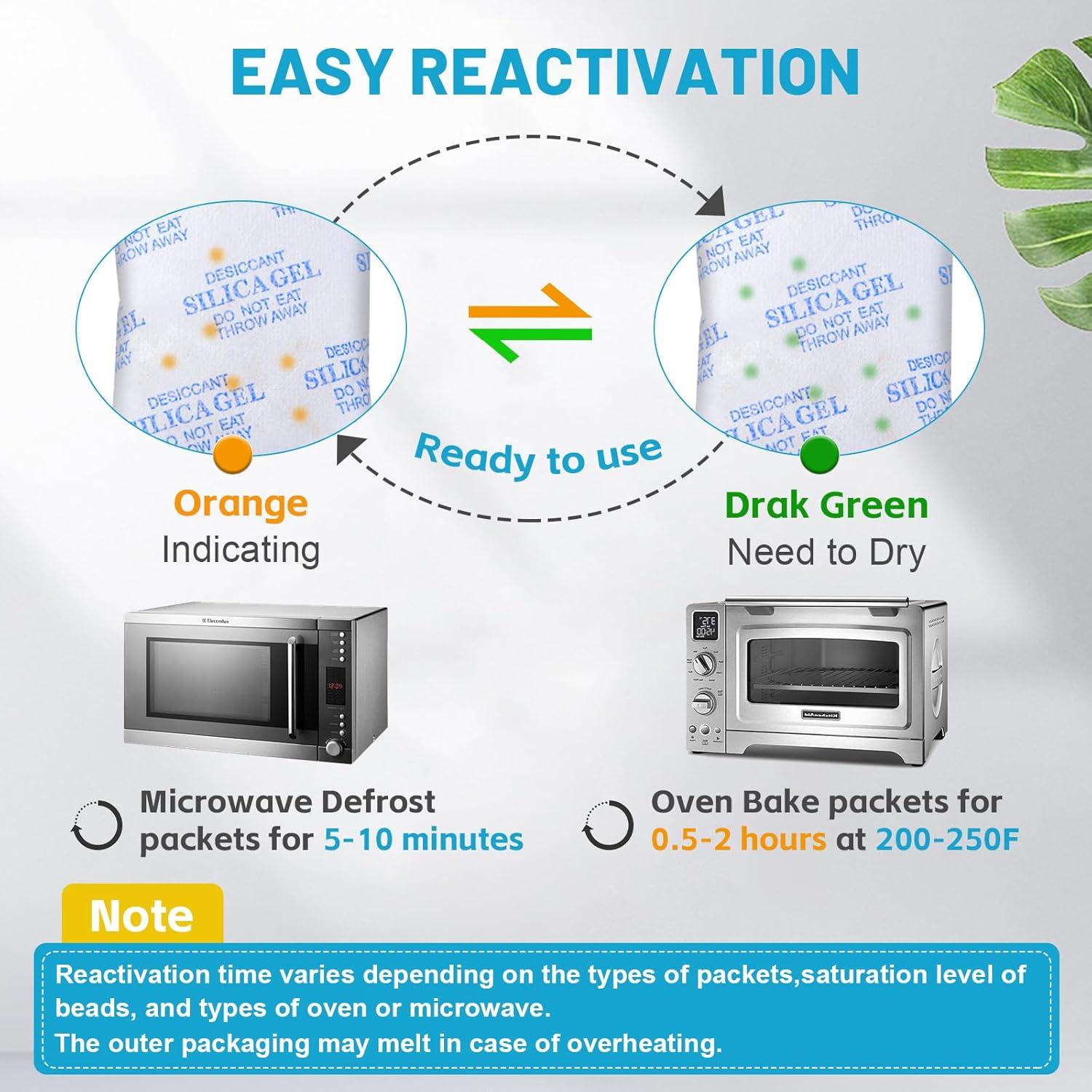 Paquetes de Gel de Sílice VOISEN 15 Pcs 50 Gramos Reutilizables
