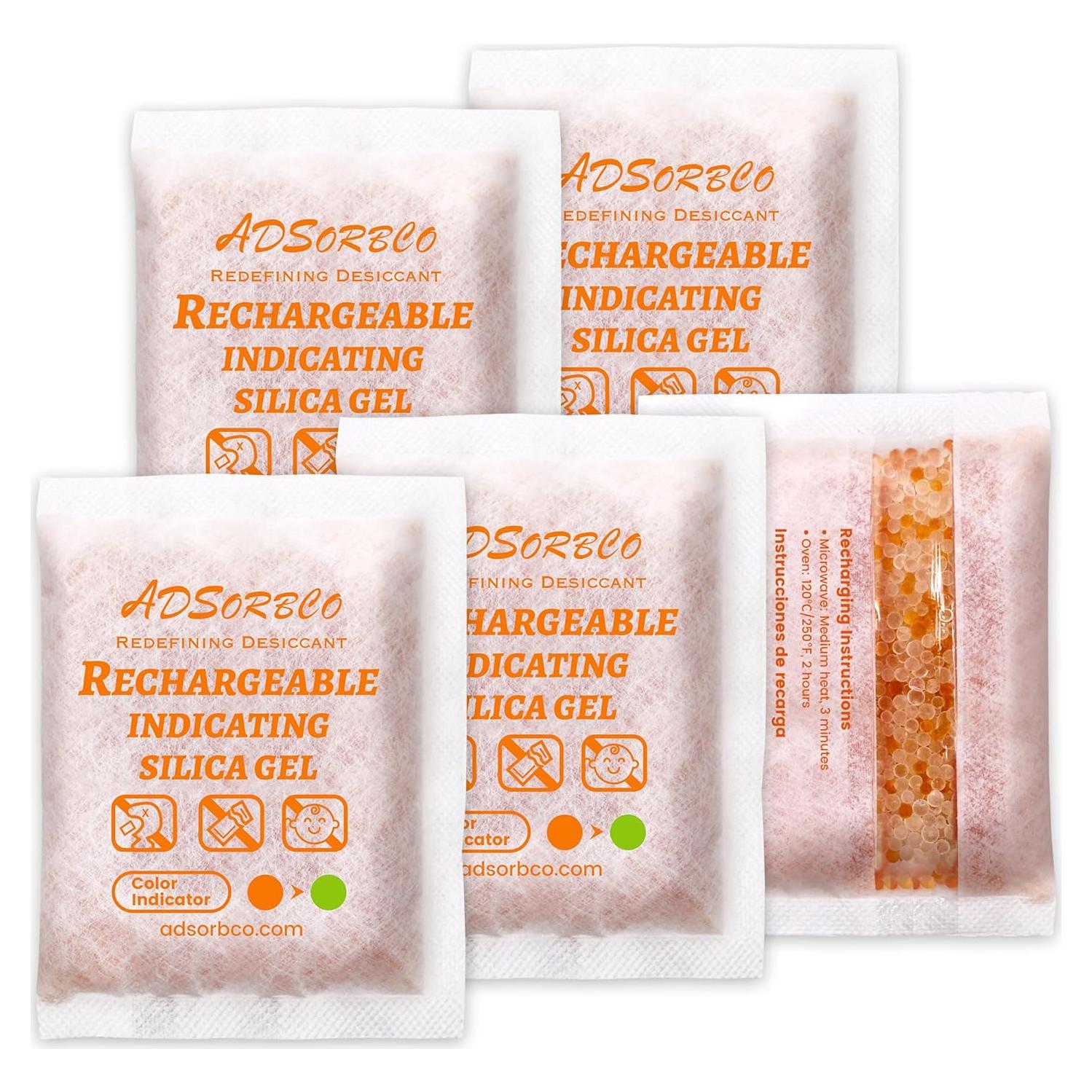 Paquete de Gel de Sílice Adsorbco 5x100g - Absorbente de Humedad