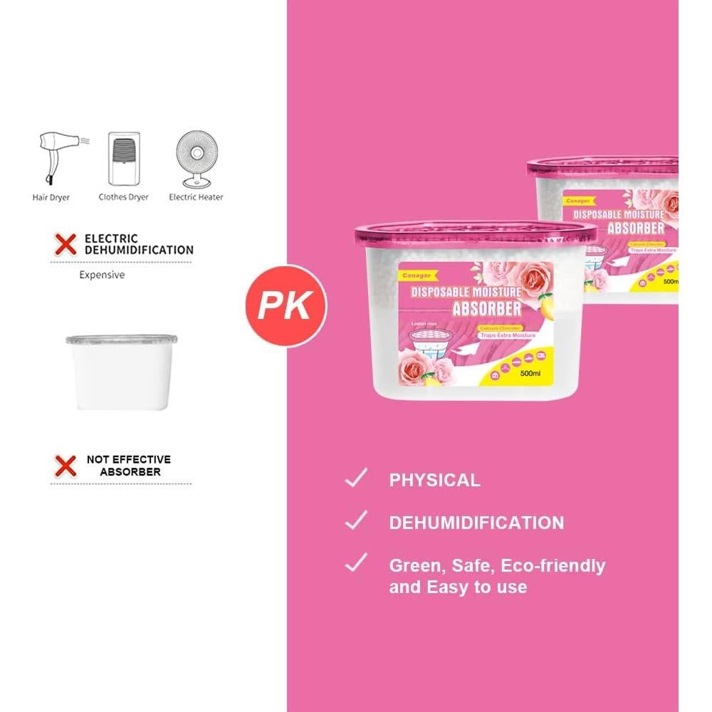 Caja Absorbente de Humedad CANAGER Rosa Limón 6 Paquetes 500ml