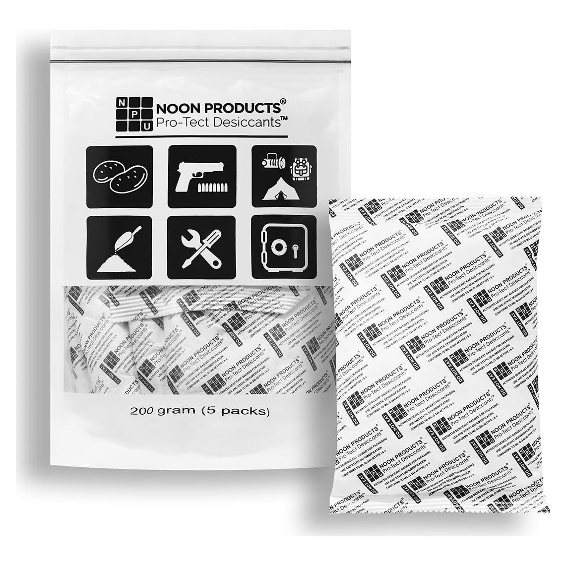 Paquete de Gel de Silica 200g Noon - 5 Sachets Antihumedad