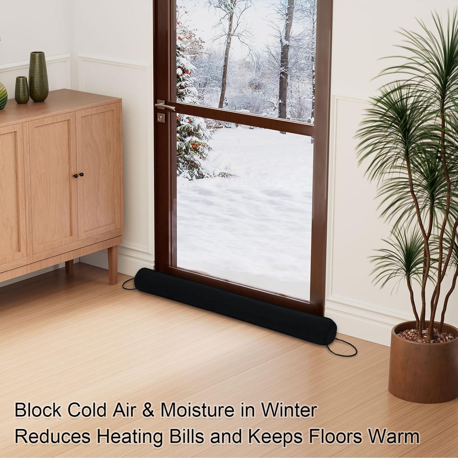 Tapón de Corrientes de Aire Hyha 91 cm Negro, Bloquea Frío y Calor