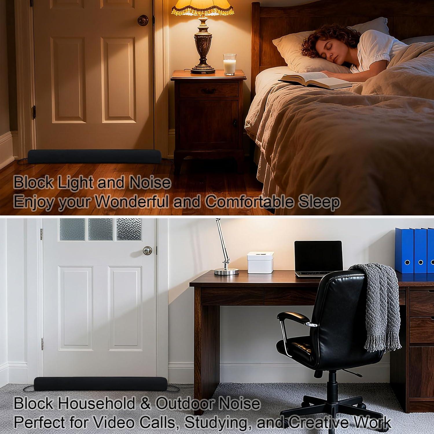 Tapón de Corrientes de Aire Hyha 91 cm Negro, Bloquea Frío y Calor