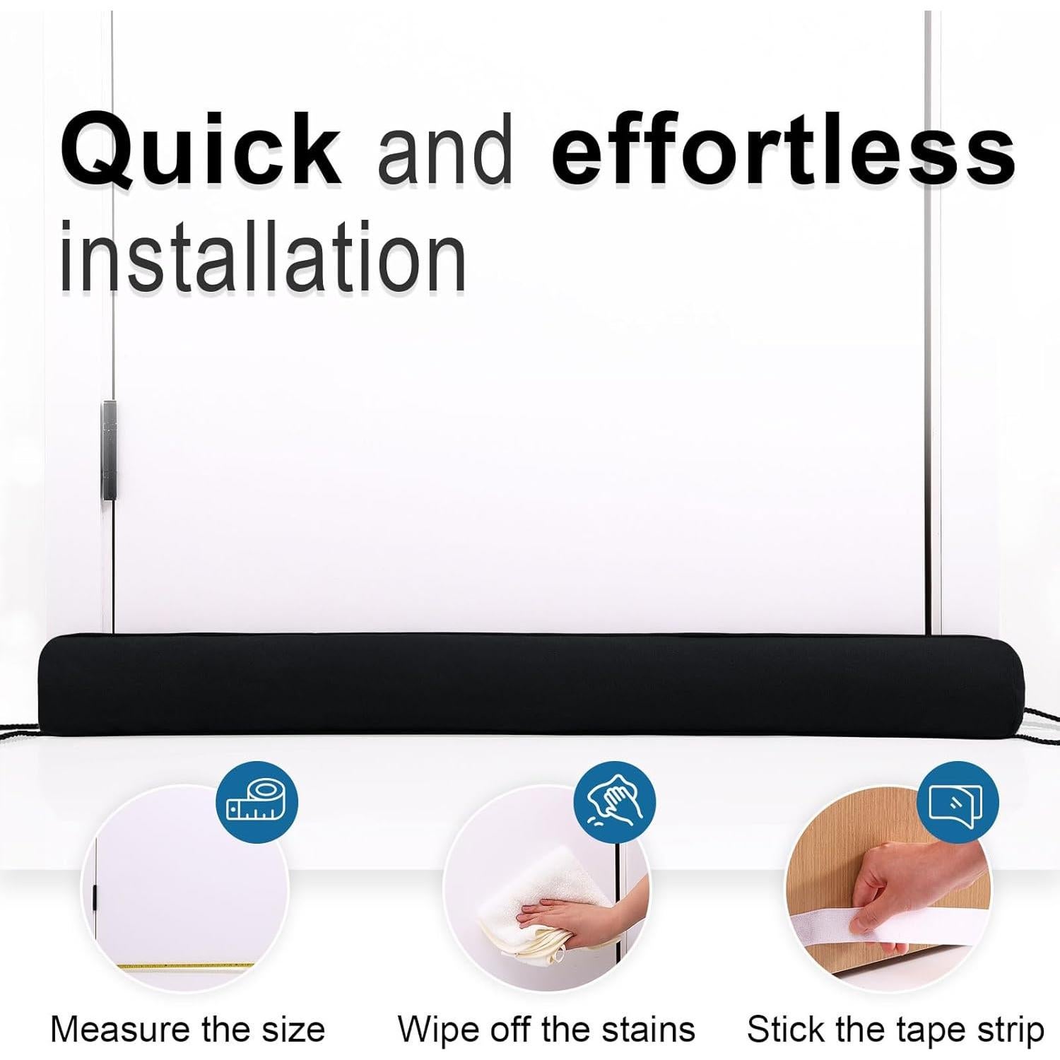 Tapón de Corrientes de Aire Hyha 91 cm Negro, Bloquea Frío y Calor