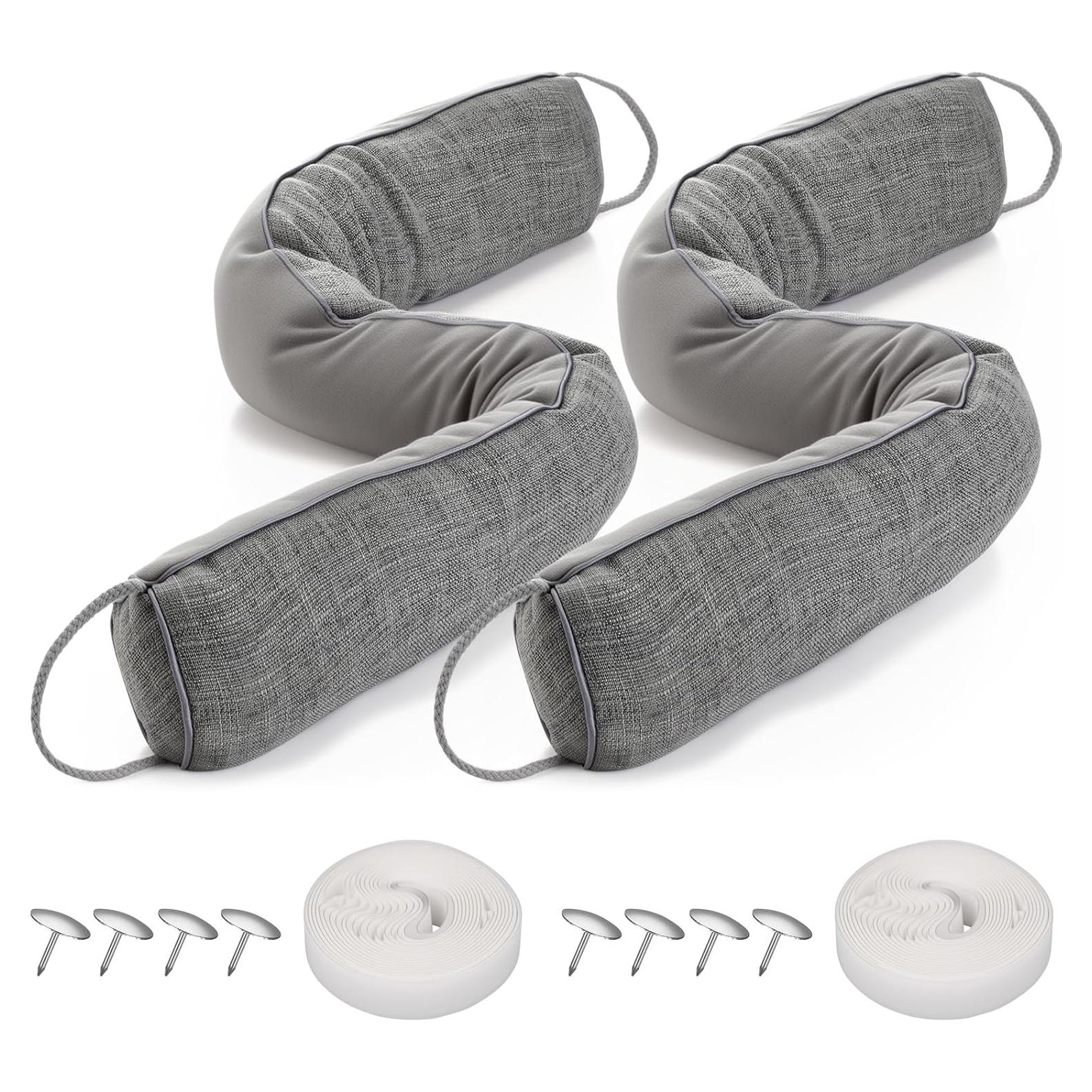 2 Tapones para Corrientes de Aire Fiwochic Gris Claro 90x7cm