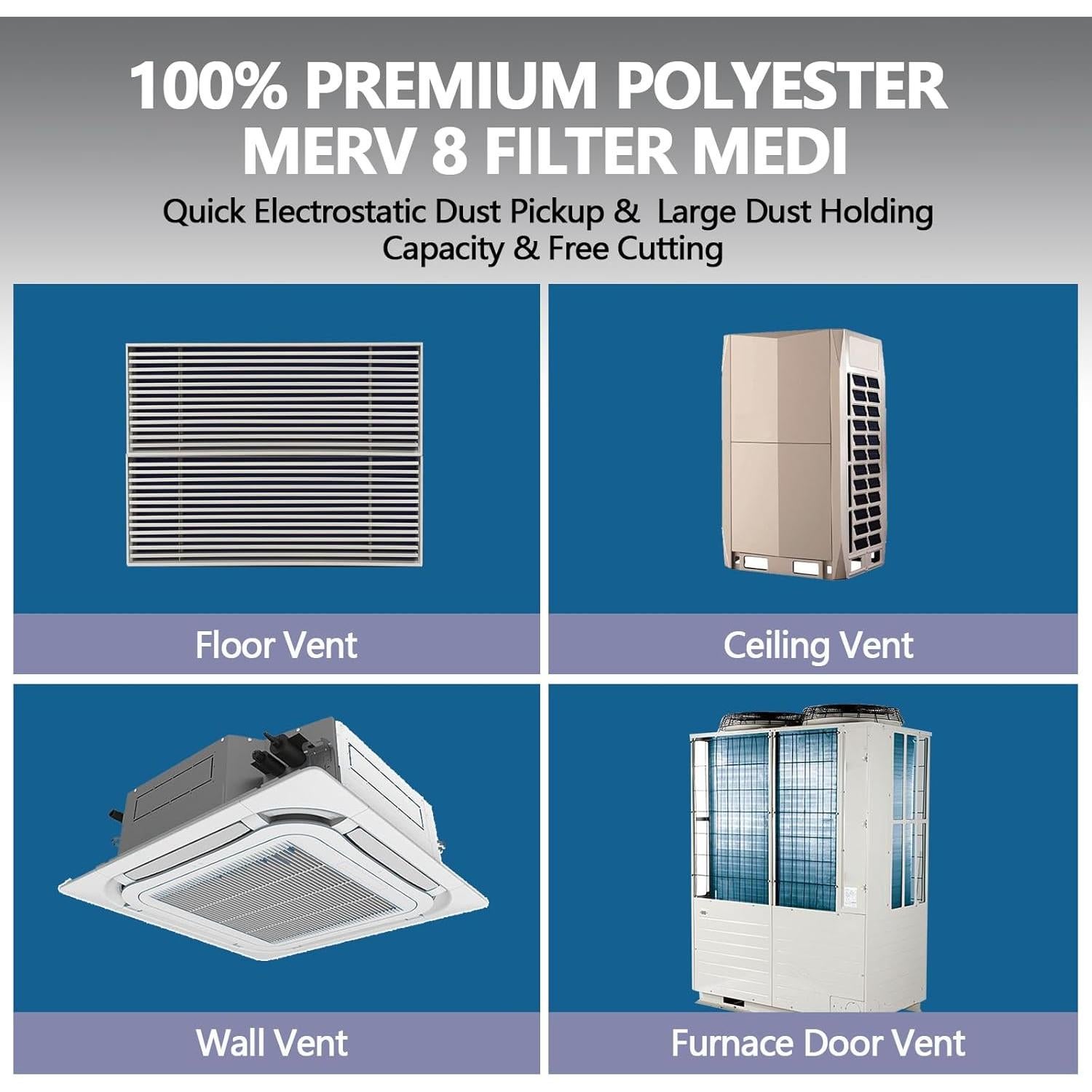 Filtros de Ventilación EKACO 20x120 cm MERV 8 con Cinta Adhesiva