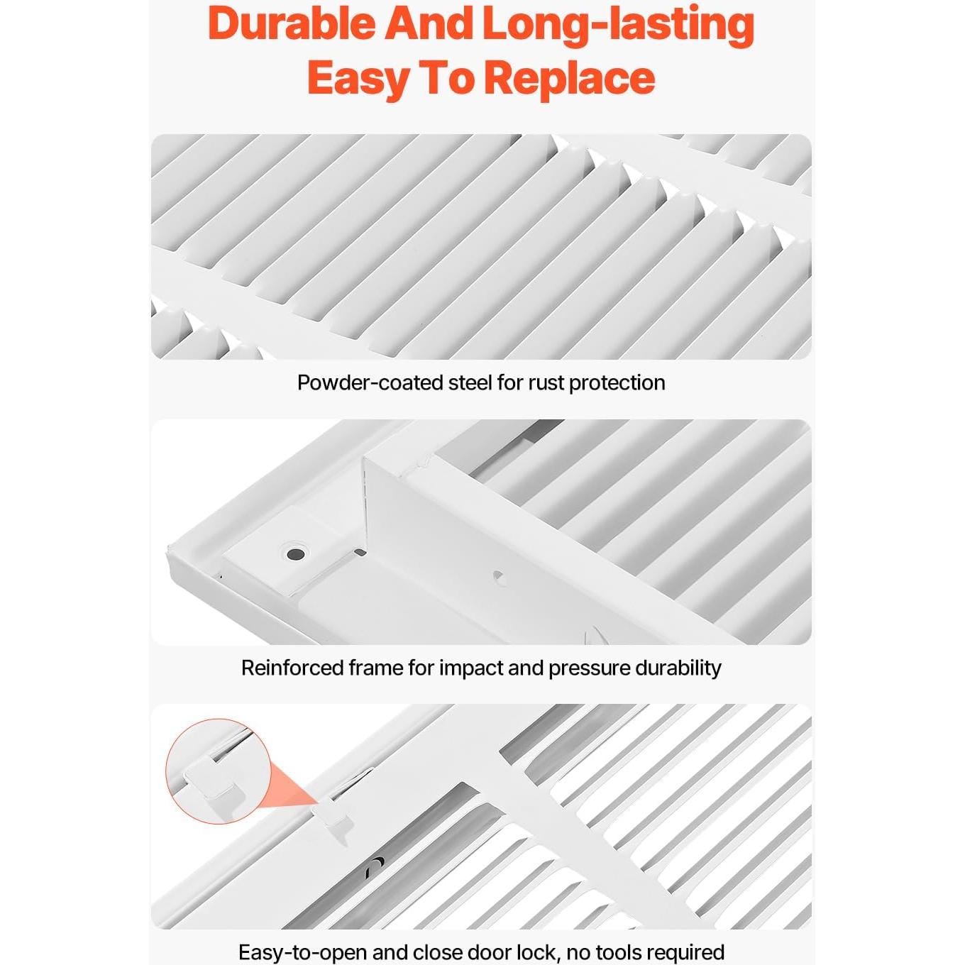 Rejilla de Filtro de Aire de Retorno VEVOR 30x50 cm Acero