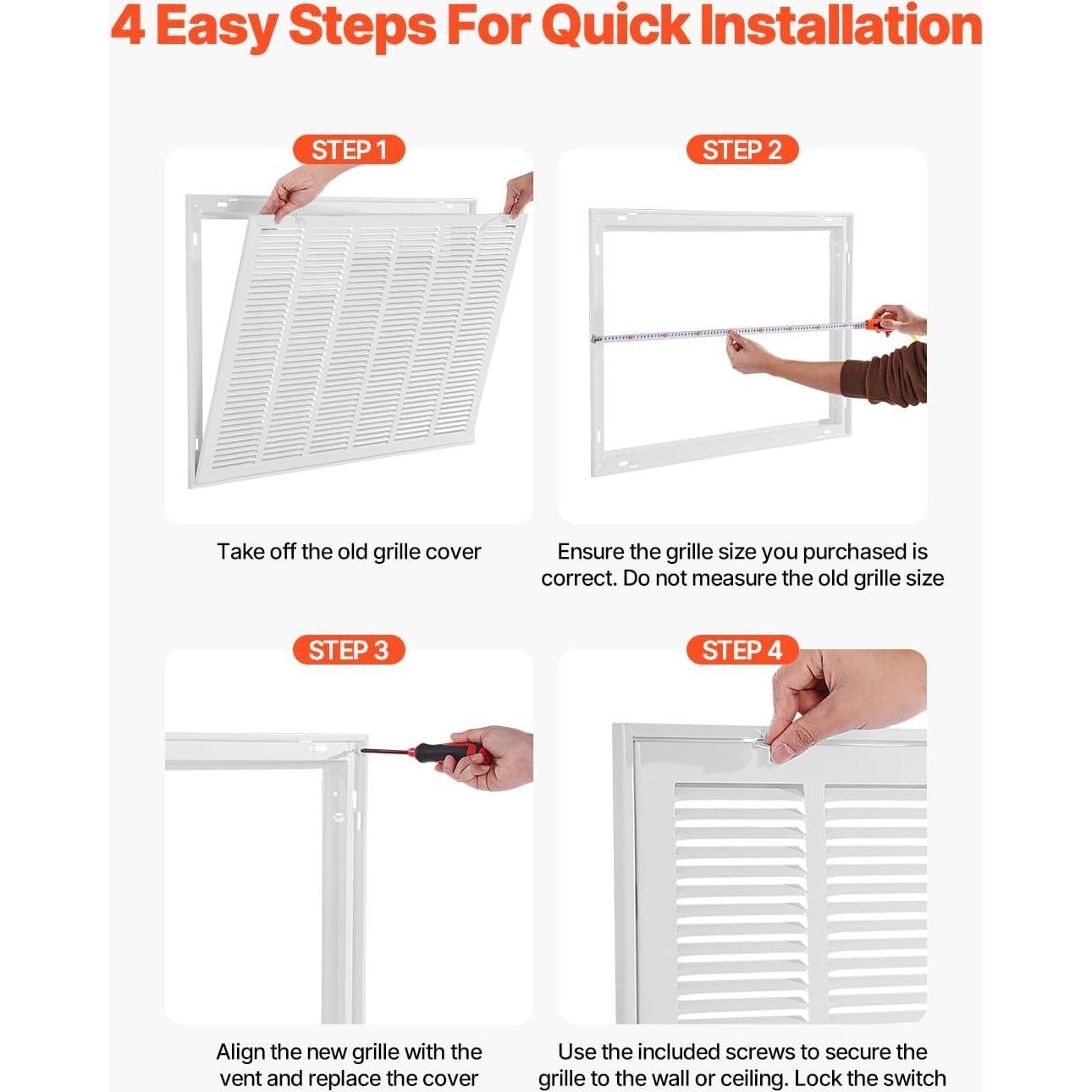 Rejilla de Filtro de Aire de Retorno VEVOR 30x50 cm Acero