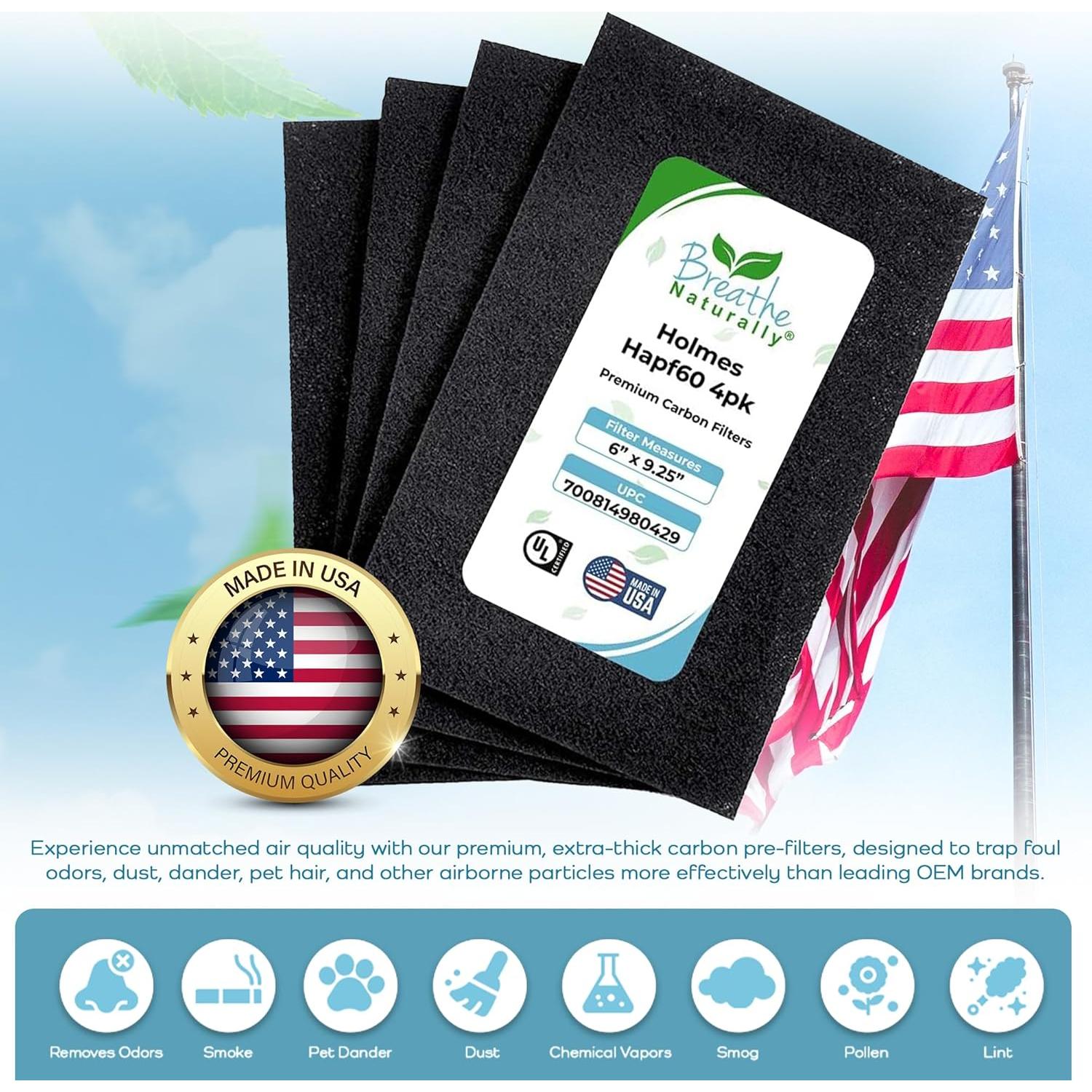 Filtros de Carbón HEPA Respira Naturalmente HAPF600 - Paquete de 4