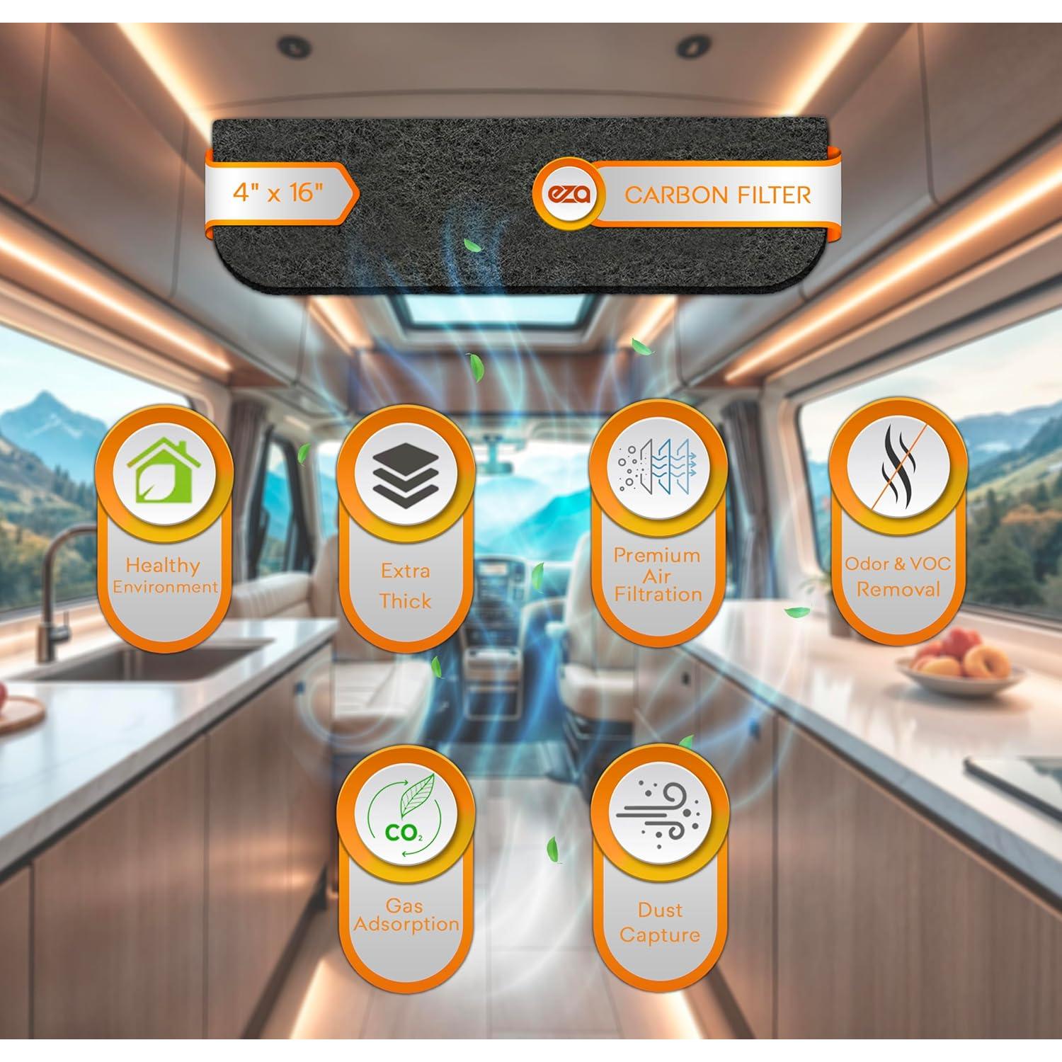 Filtro de Aire de Carbón Activado Premium Ezatrading 2 Pzas 10.16x40.64cm