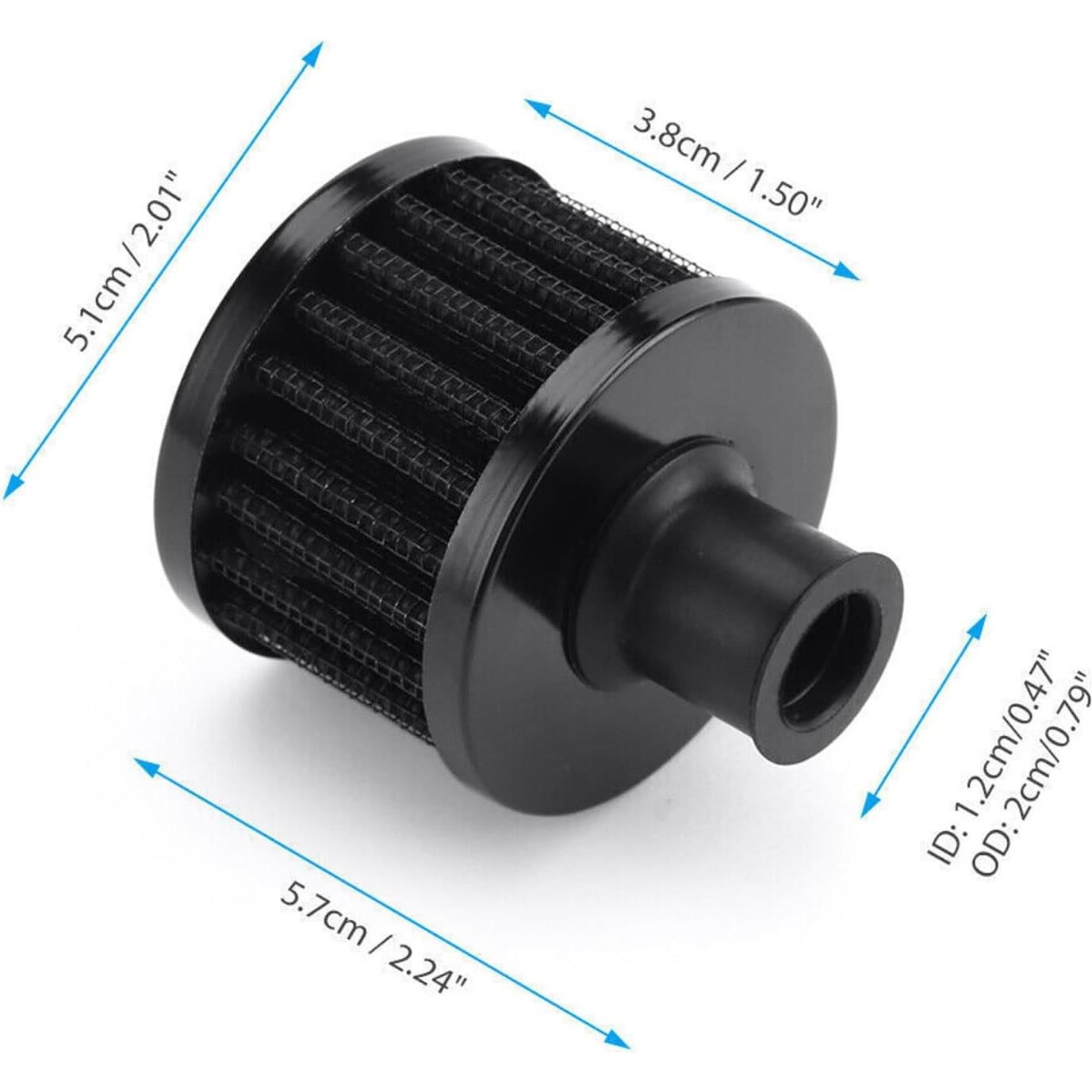 4 Filtros de Aire Negro 12mm BDIBD para Coche y Motocicleta