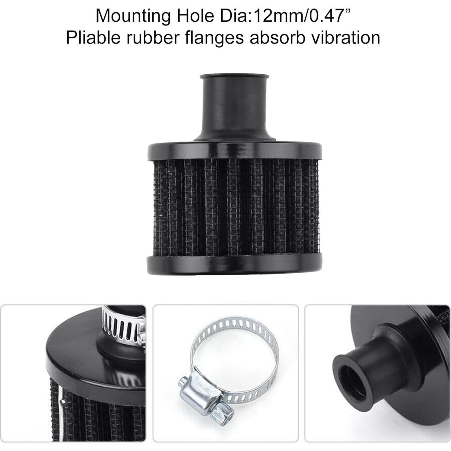 4 Filtros de Aire Negro 12mm BDIBD para Coche y Motocicleta