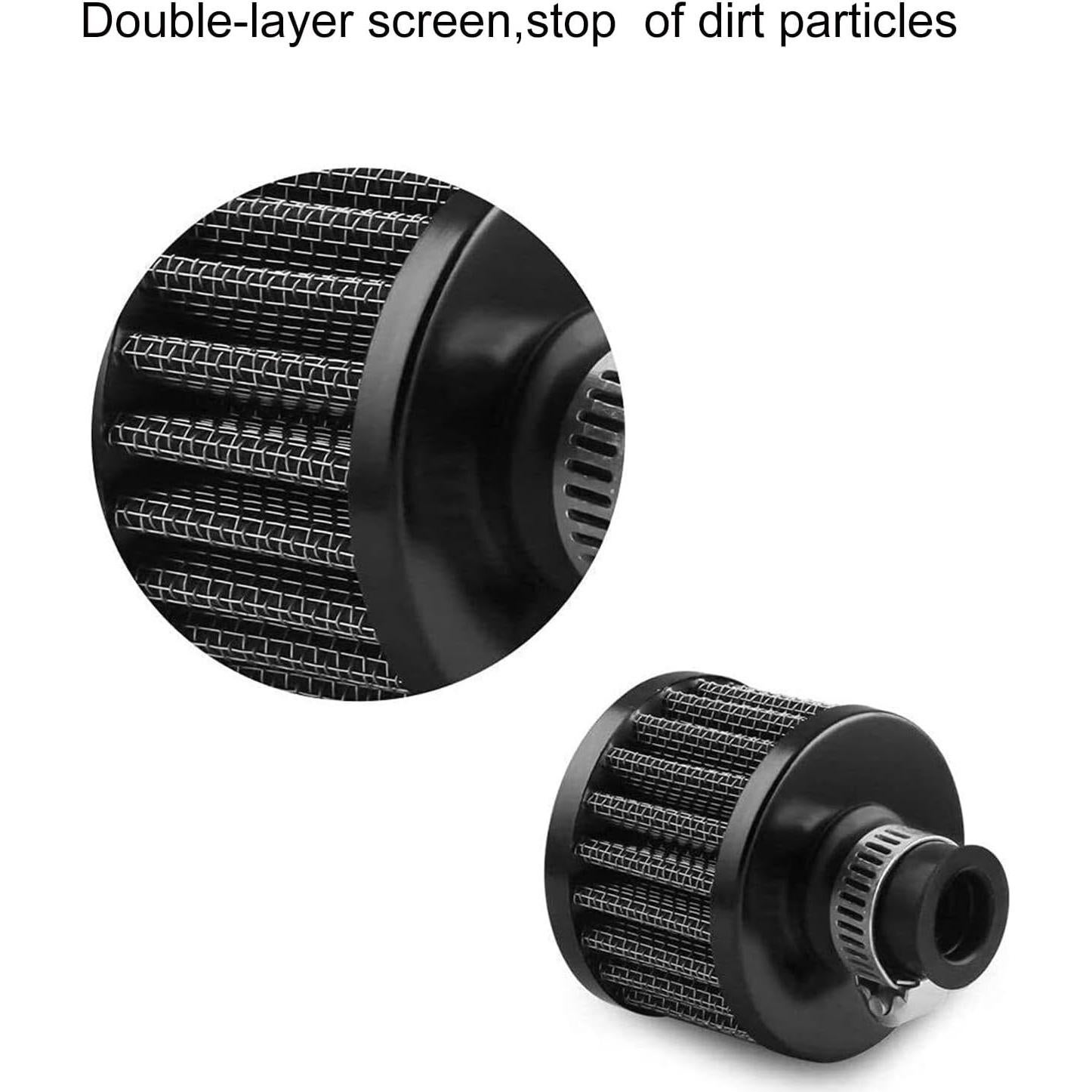 4 Filtros de Aire Negro 12mm BDIBD para Coche y Motocicleta
