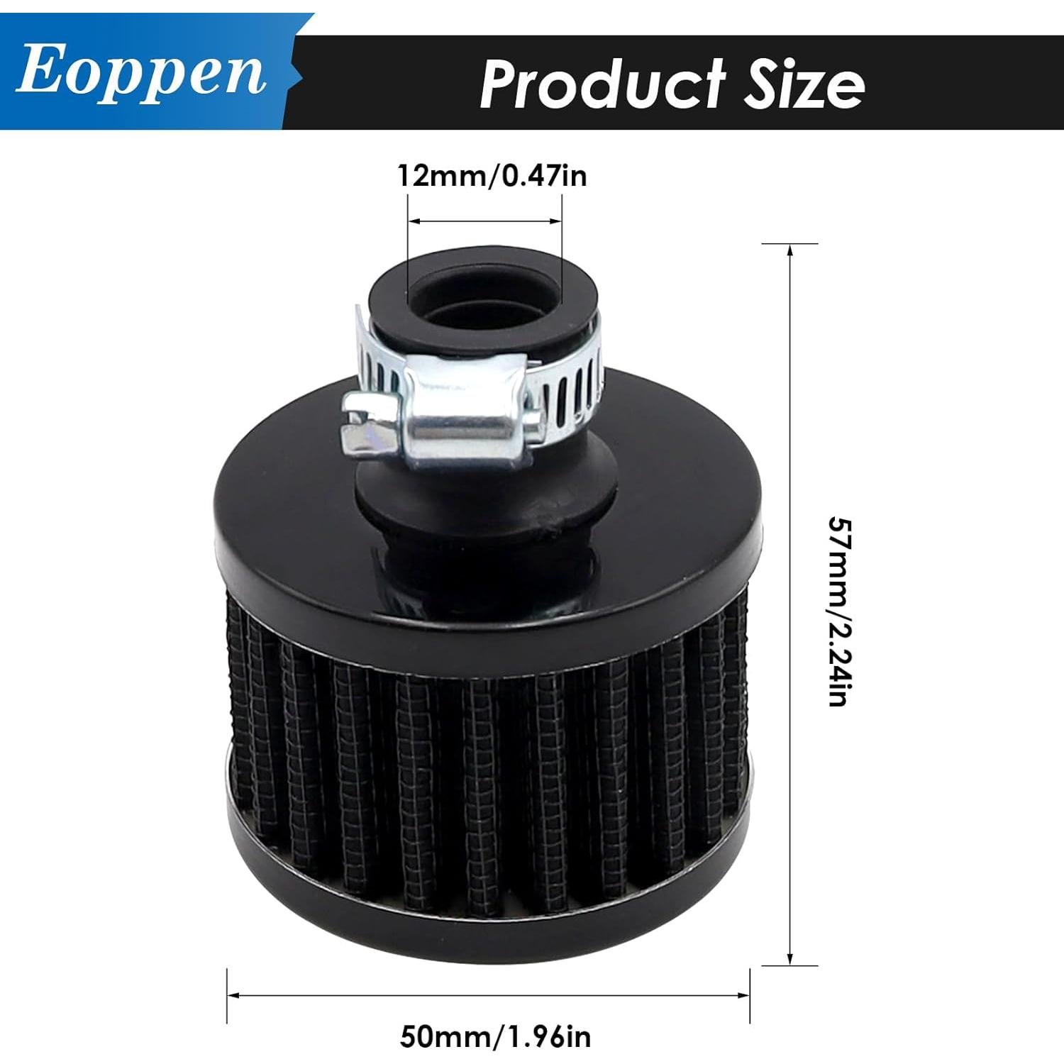 Filtro de Aire Universal Eoppen 12mm para Coche y Moto Negro