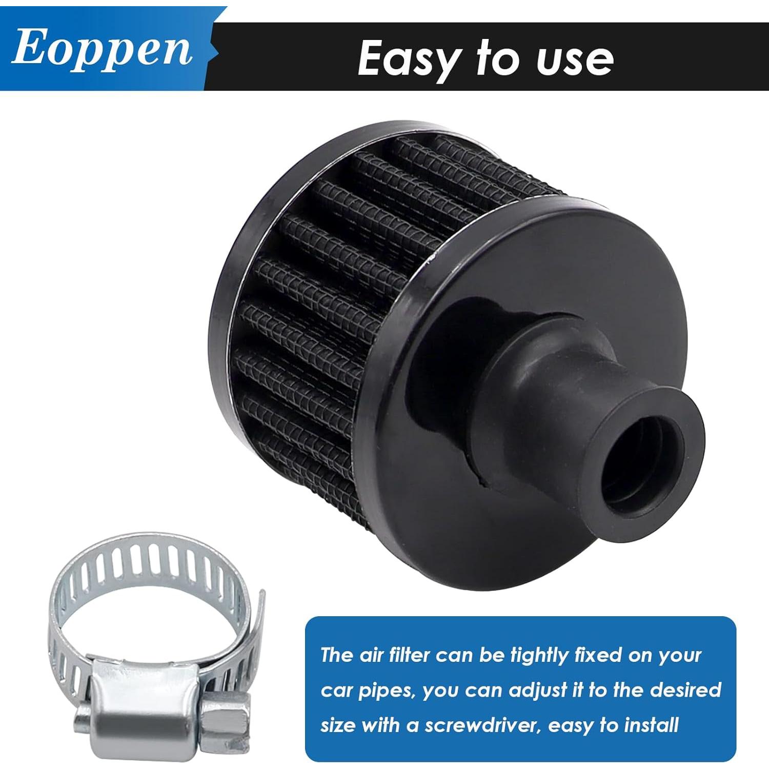 Filtro de Aire Universal Eoppen 12mm para Coche y Moto Negro