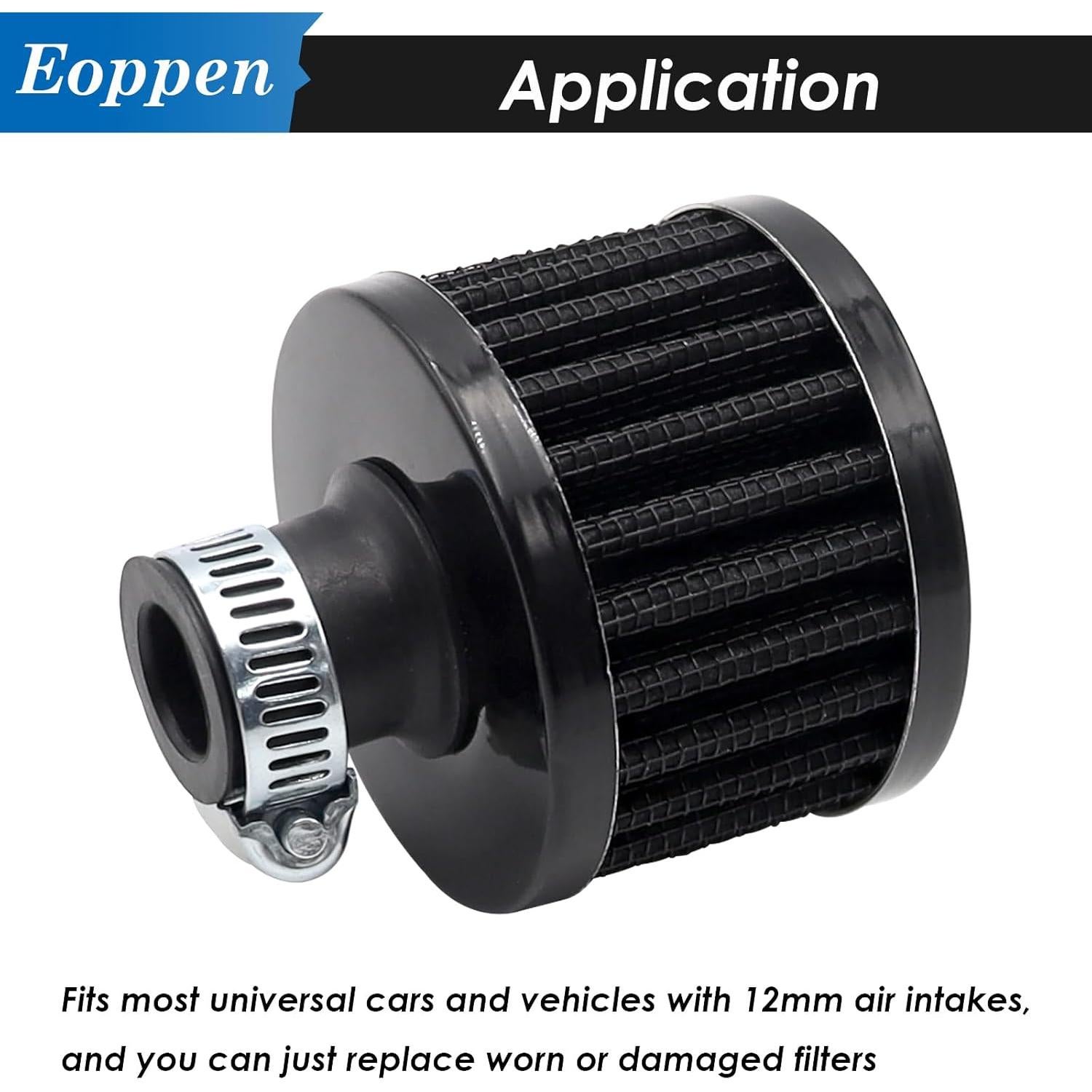 Filtro de Aire Universal Eoppen 12mm para Coche y Moto Negro