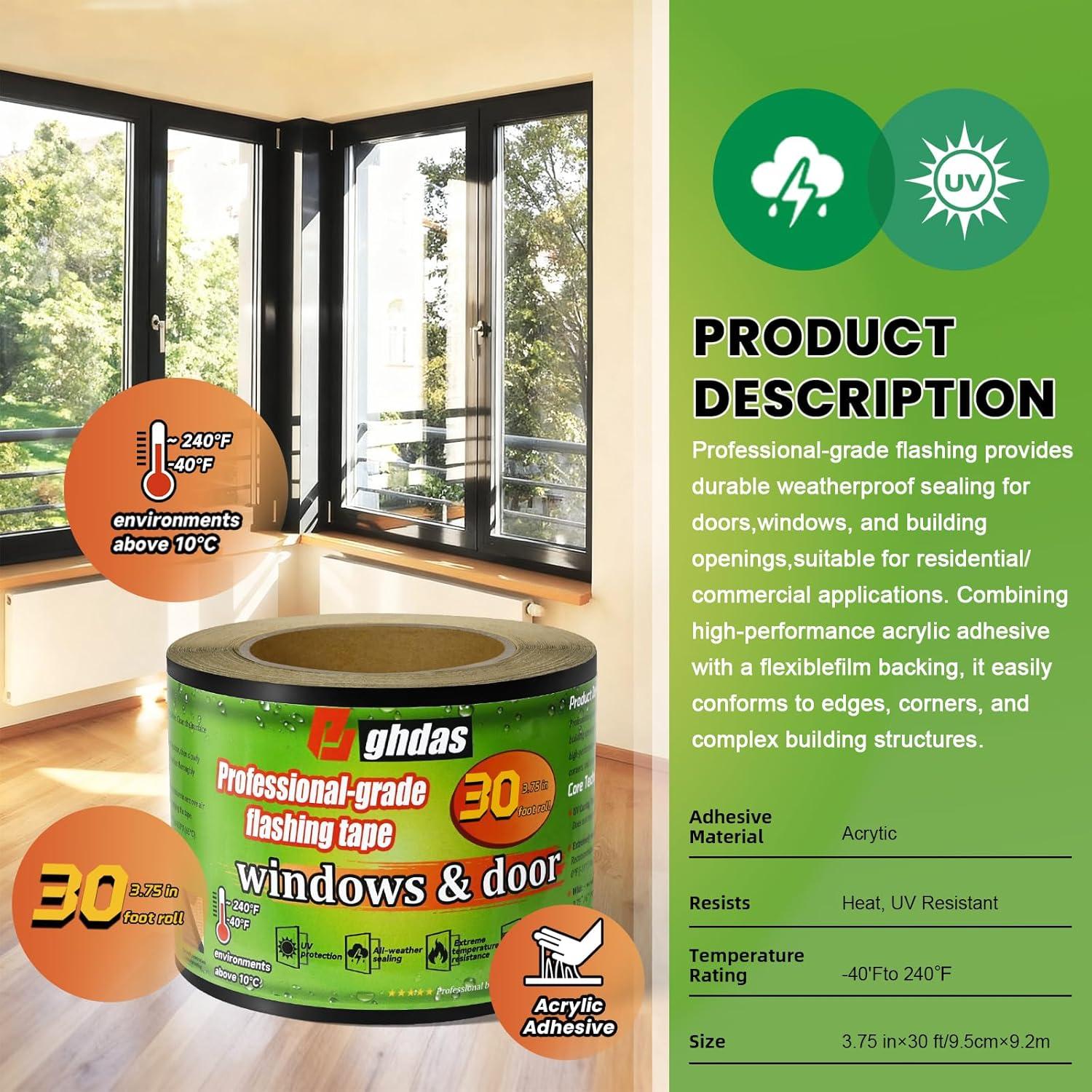 Cinta de Sellado Bghdas 9.53 cm x 9.14 m Resistente al Agua