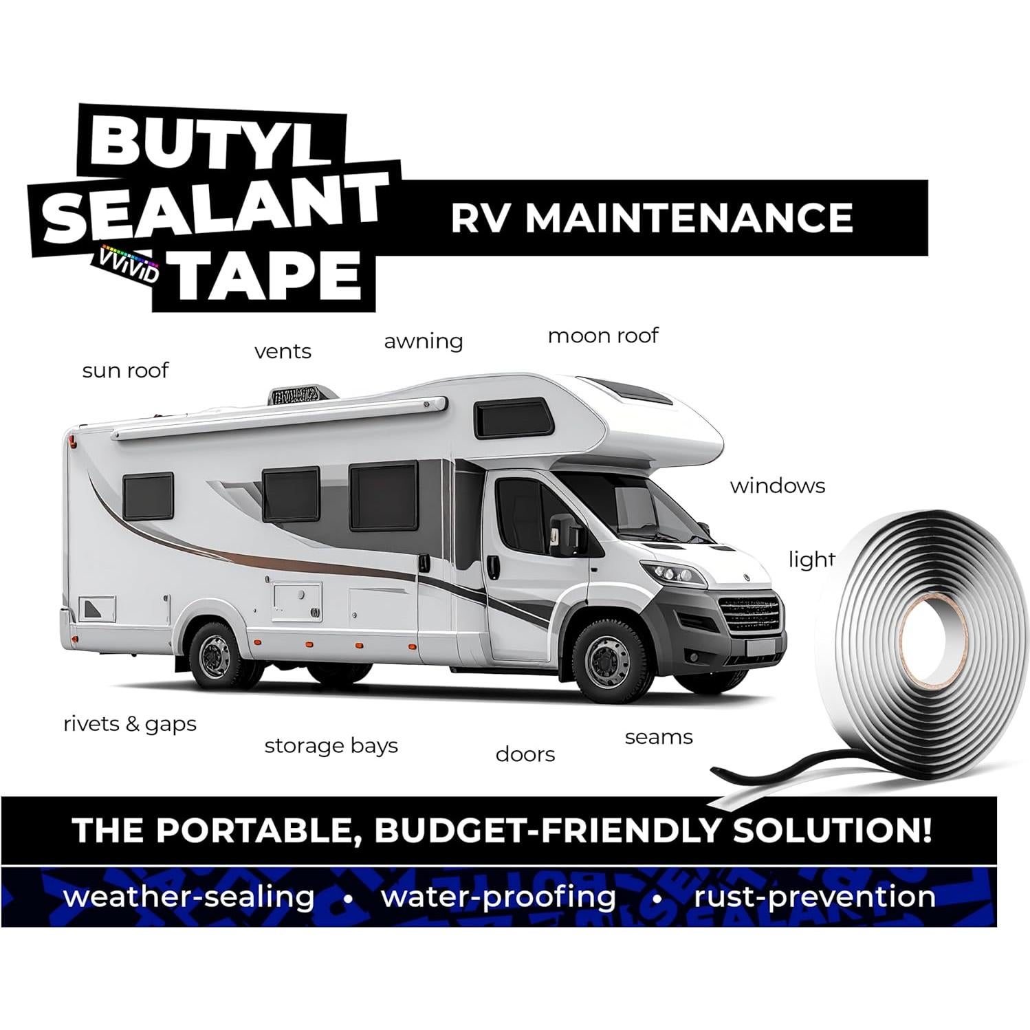 Cinta de Sellado de Butilo VViViD 5.49 m x 0.79 cm para Automóviles