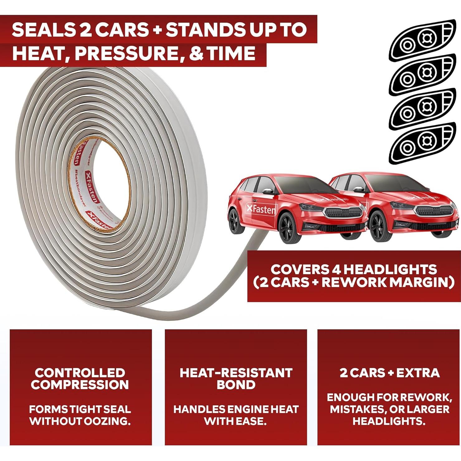 Cinta de Butilo XFasten 6.1m Gris para Sellado de Faros