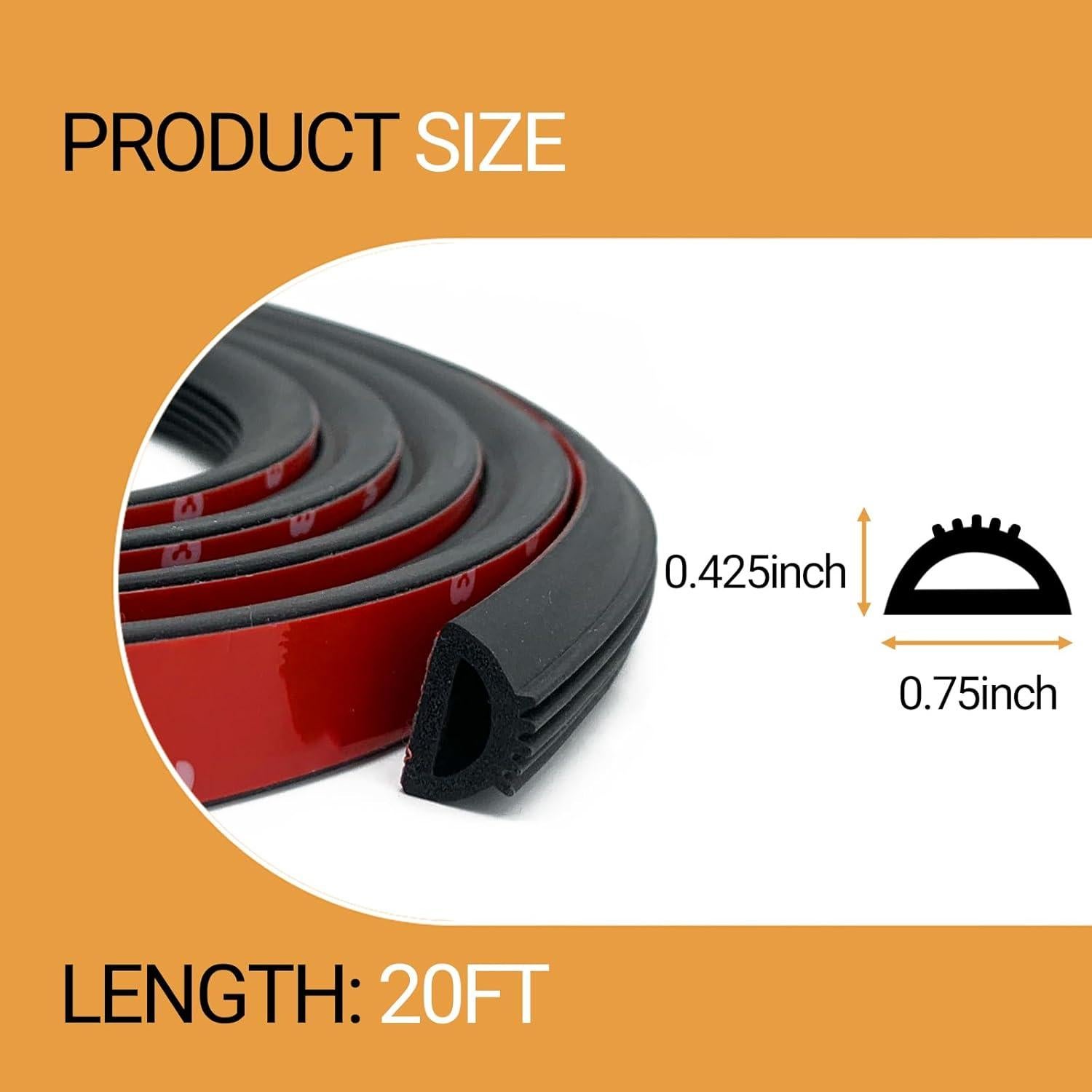 Tira de sellado de goma EPDM autoadhesiva PACIXU 6.1m