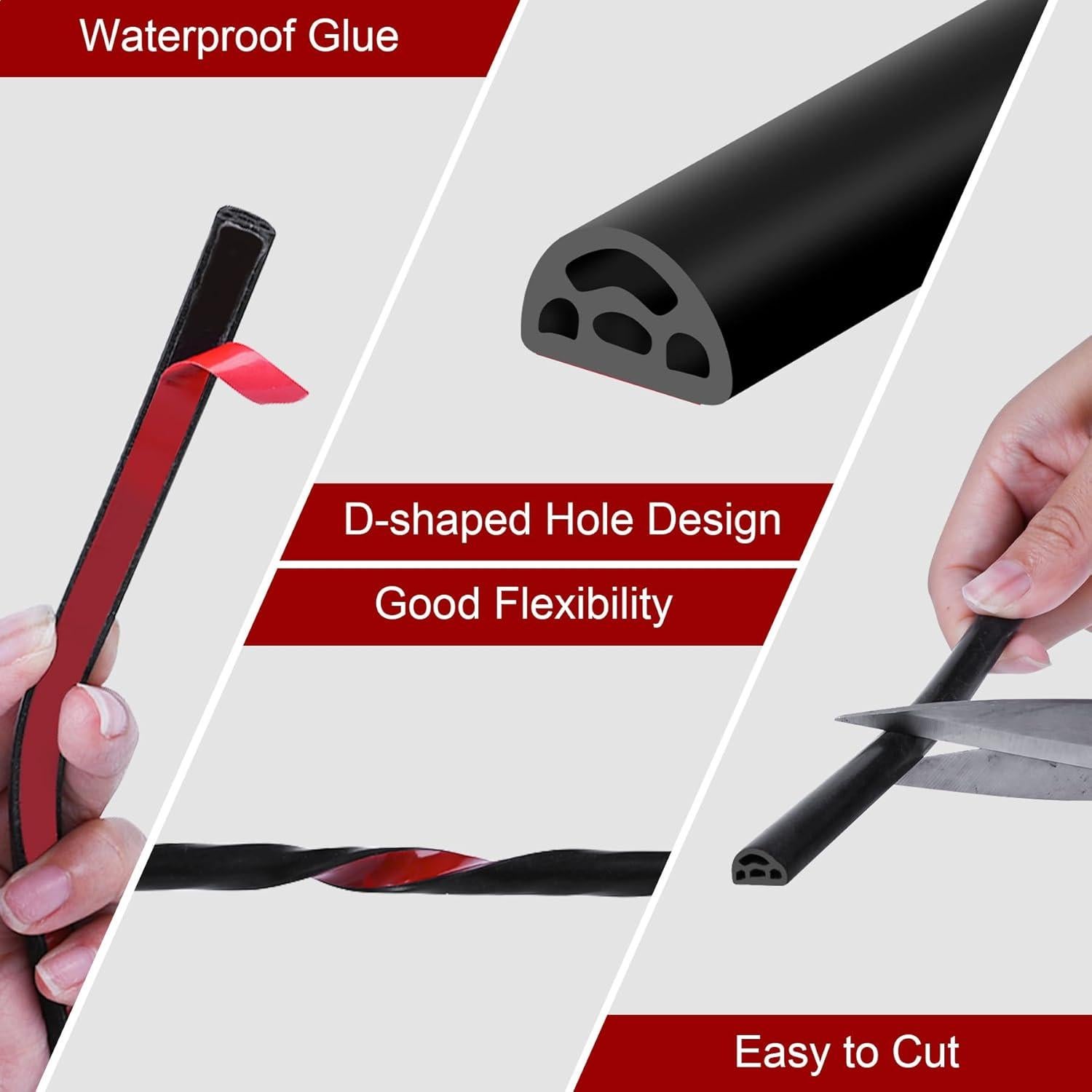 Sello de Puerta y Ventana CloudBuyer 12M Goma Autoadhesivo Negro