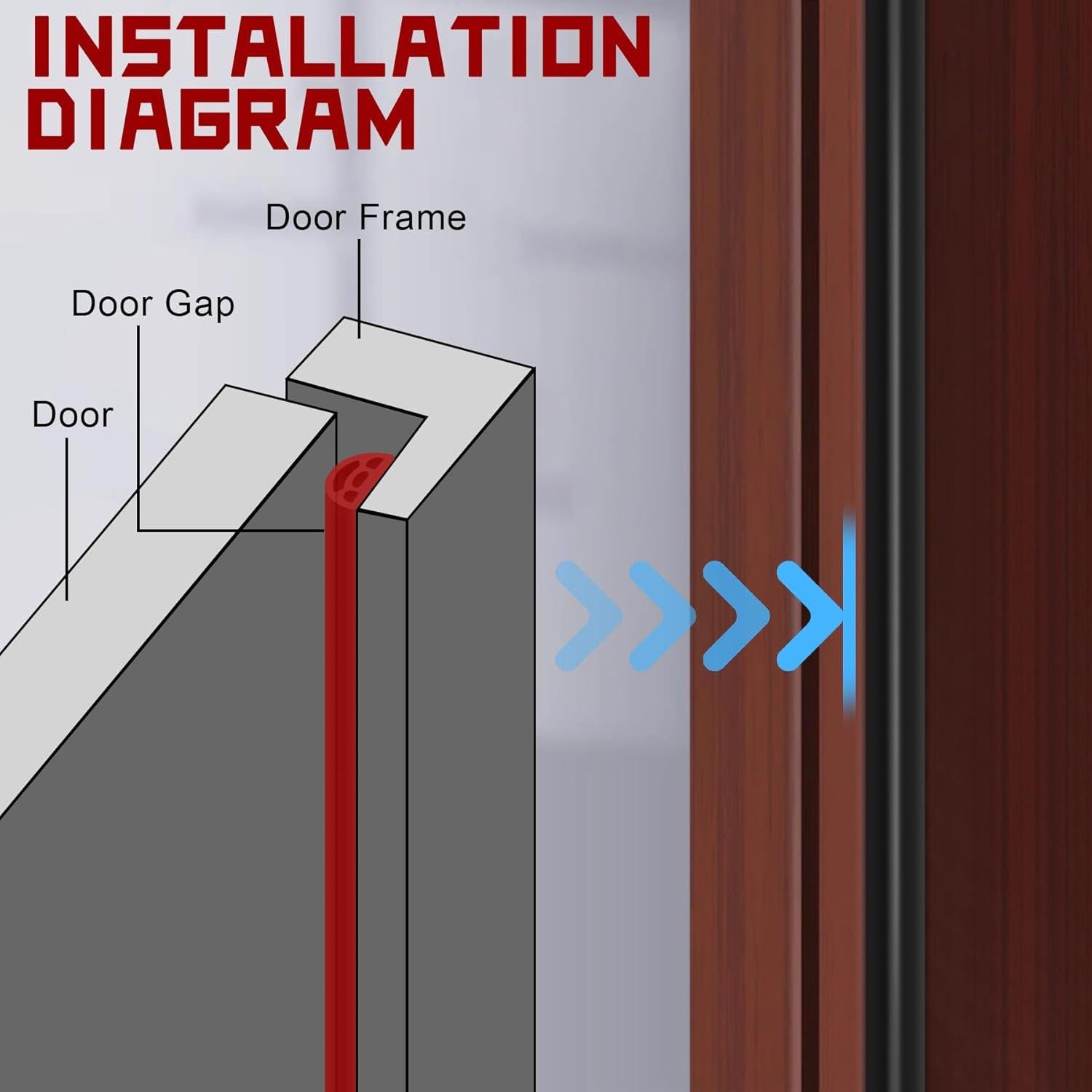 Sello de Puerta y Ventana CloudBuyer 12M Goma Autoadhesivo Negro