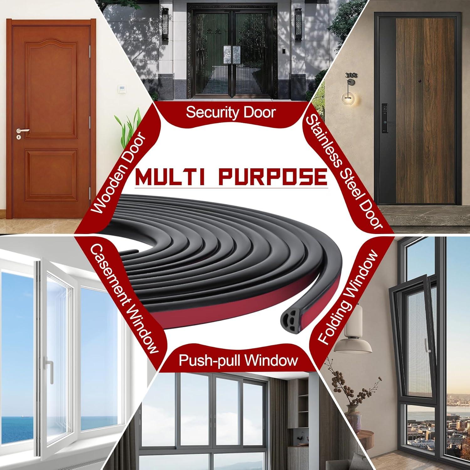 Sello de Puerta y Ventana CloudBuyer 12M Goma Autoadhesivo Negro