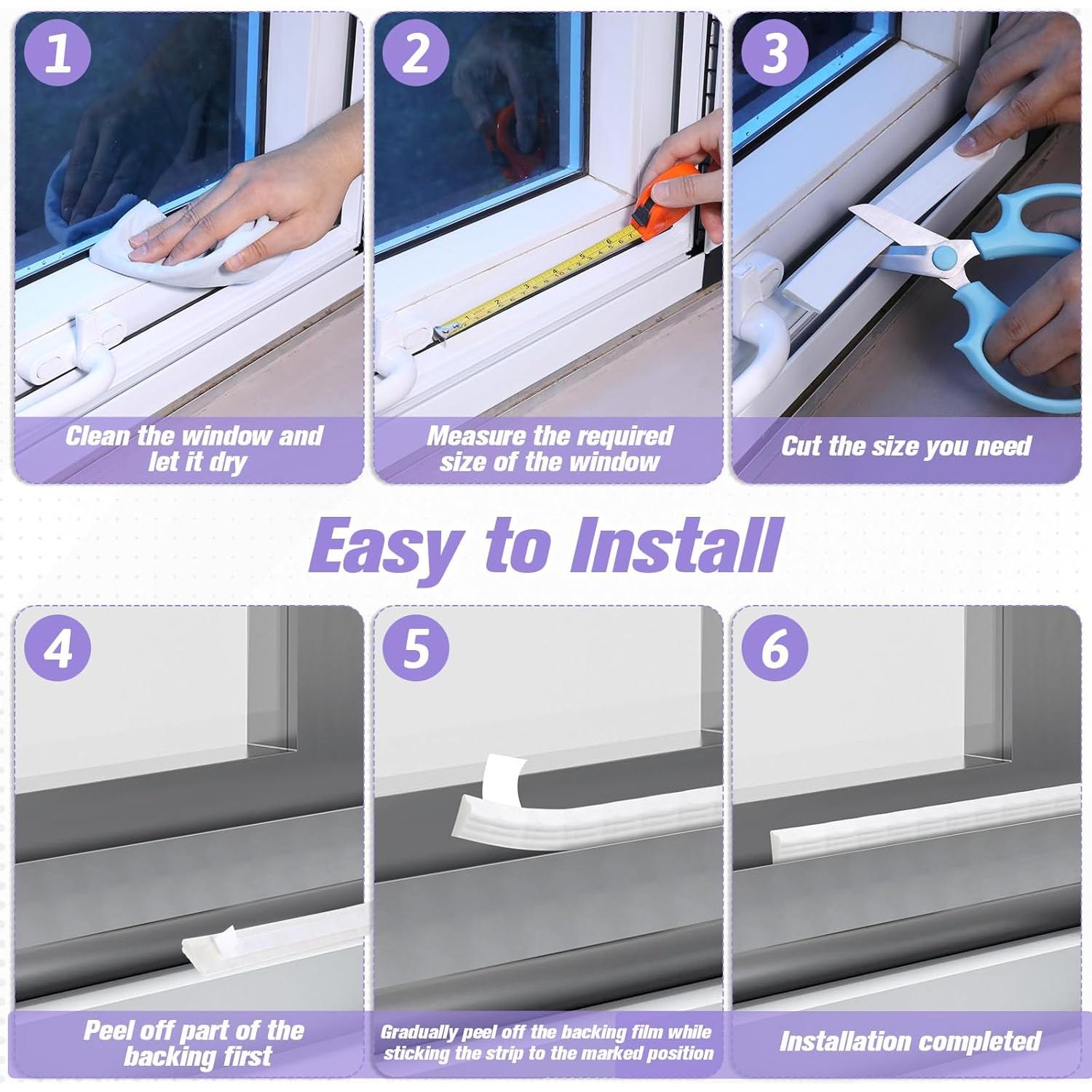 Tira de Clima Sello de Ventana Alrhso 3Pcs 5M Aislamiento Acústico