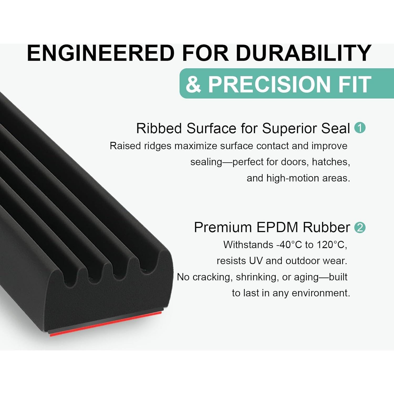 Tira de Sello de Caucho EPDM CMILAI 8m para Aislamiento
