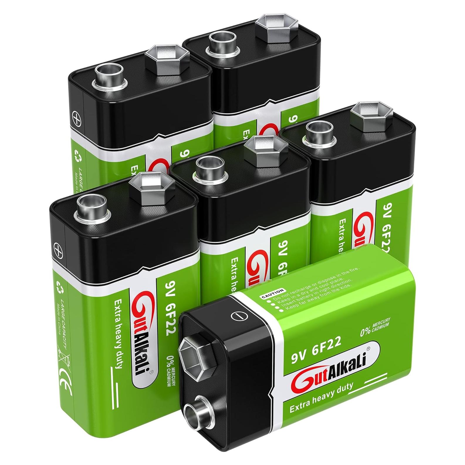 Baterías Alcalinas 9V GutAlkaLi - 6 Piezas Larga Duración
