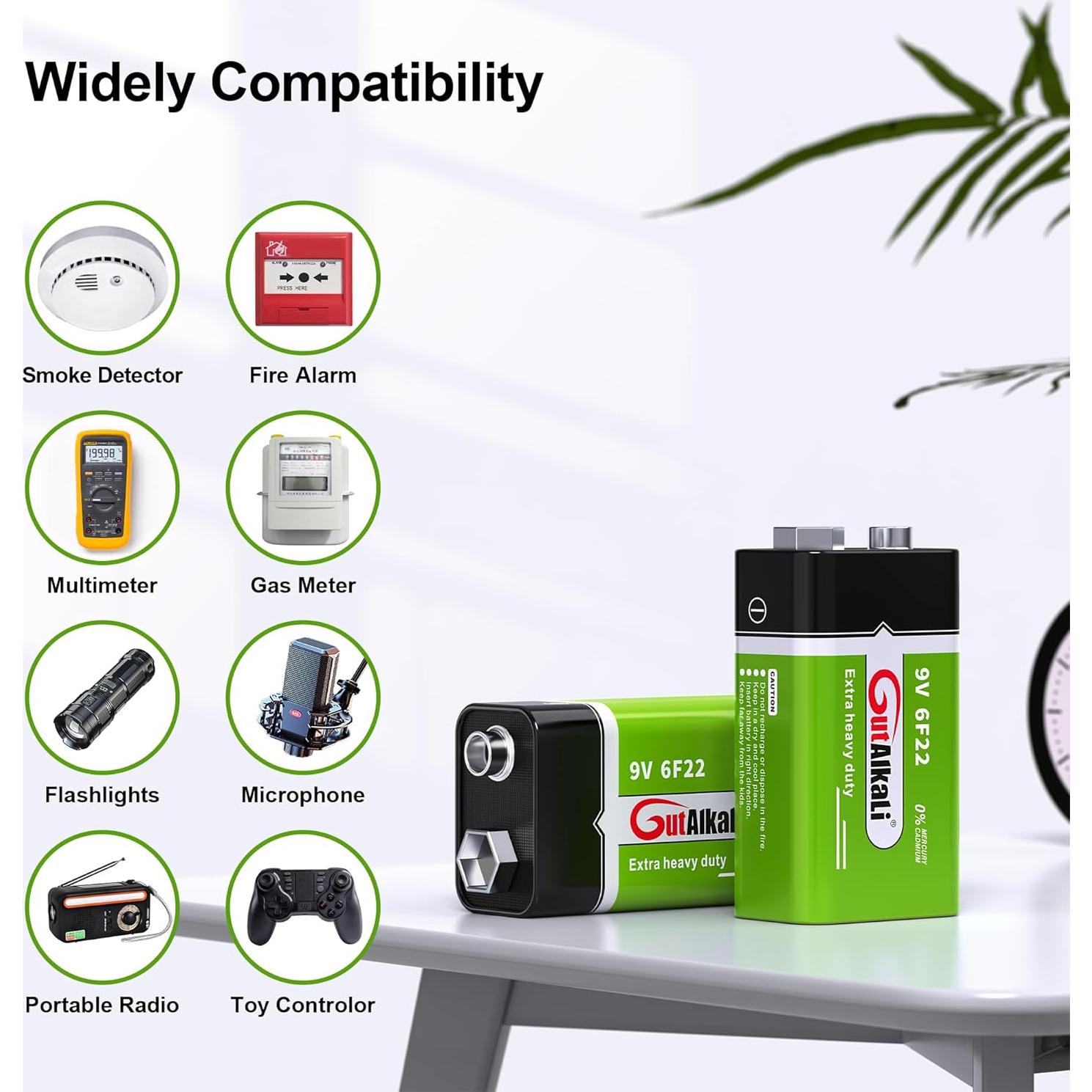 Baterías Alcalinas 9V GutAlkaLi - 6 Piezas Larga Duración