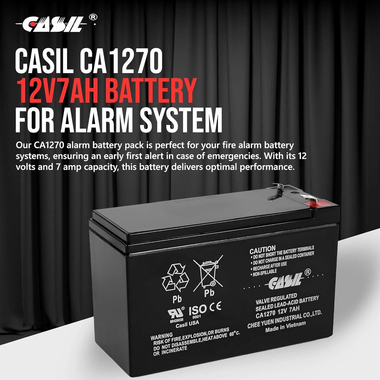 Batería Recargable Casil 12V 7AH SLA para Alarmas de Incendio