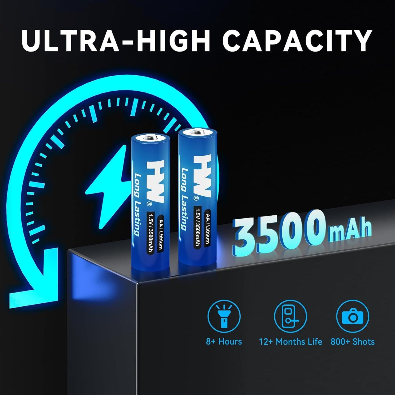Baterías de Litio HW AA 3500mAh Paquete de 4 No Recargables