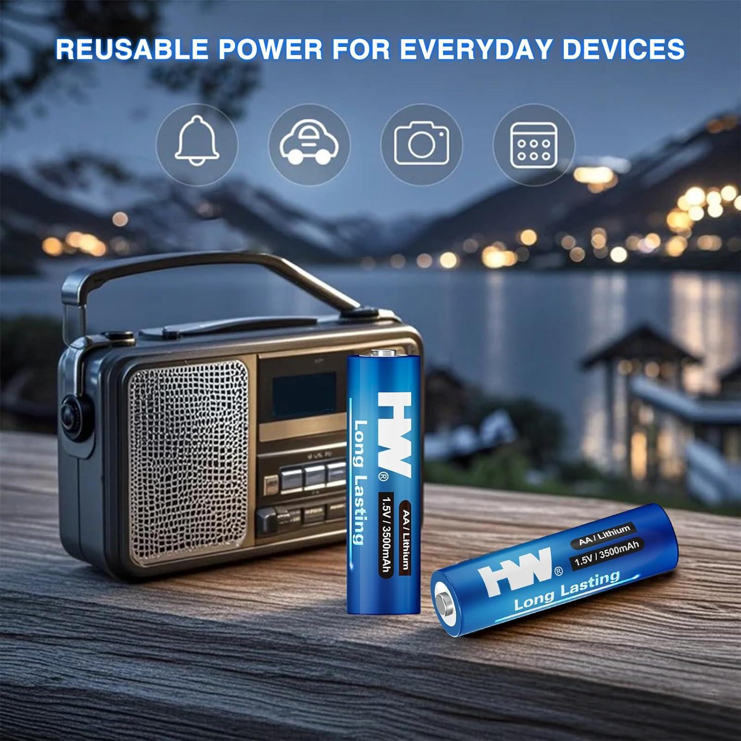 Baterías de Litio HW AA 3500mAh Paquete de 4 No Recargables