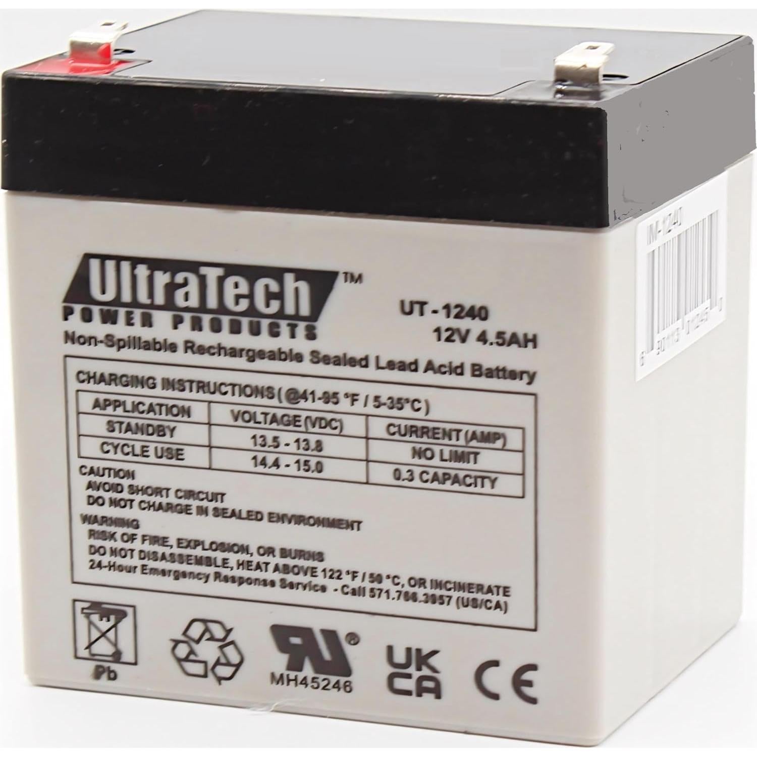 Batería de Alarma Sellada UltraTech UT-1240 12V 4.5Ah