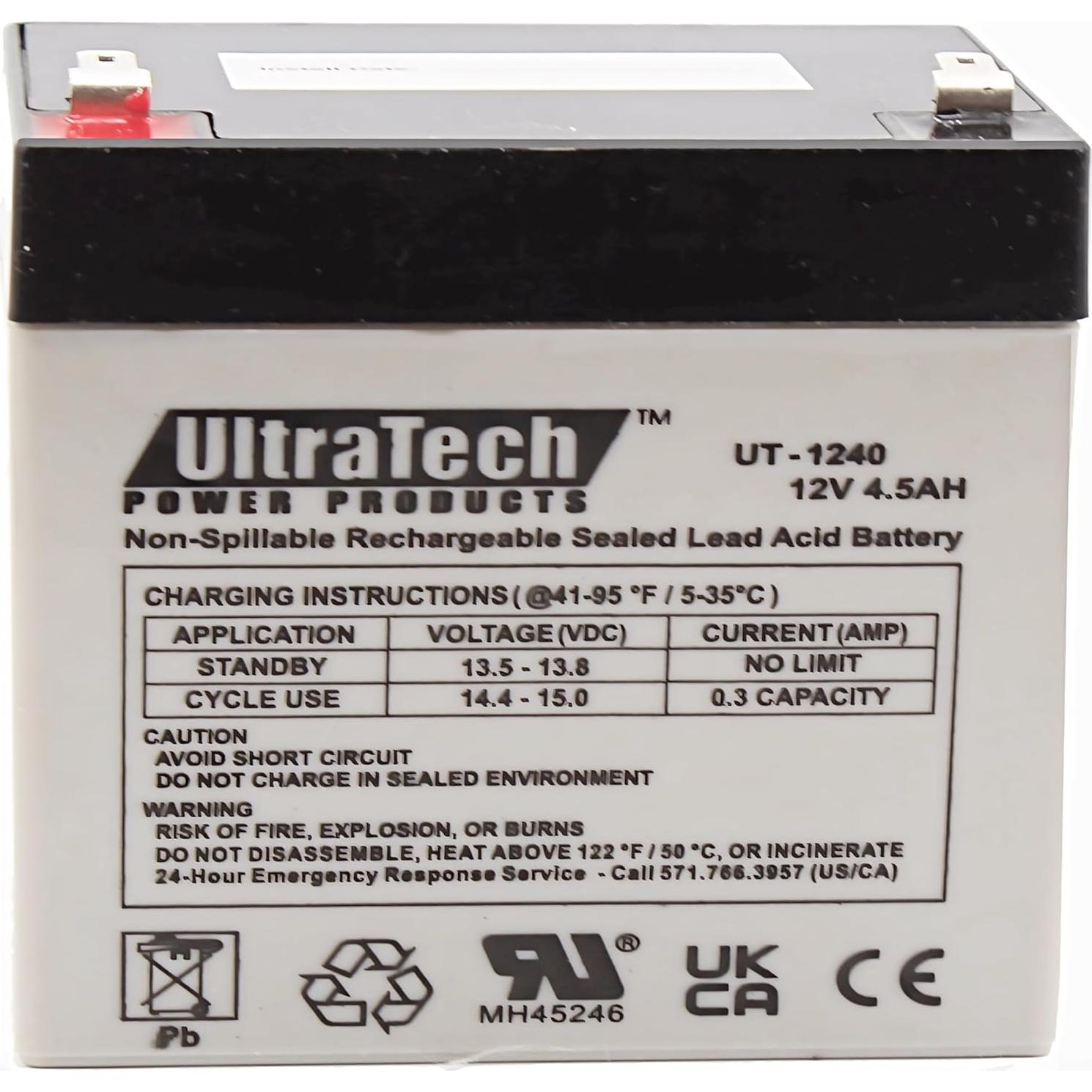 Batería de Alarma Sellada UltraTech UT-1240 12V 4.5Ah